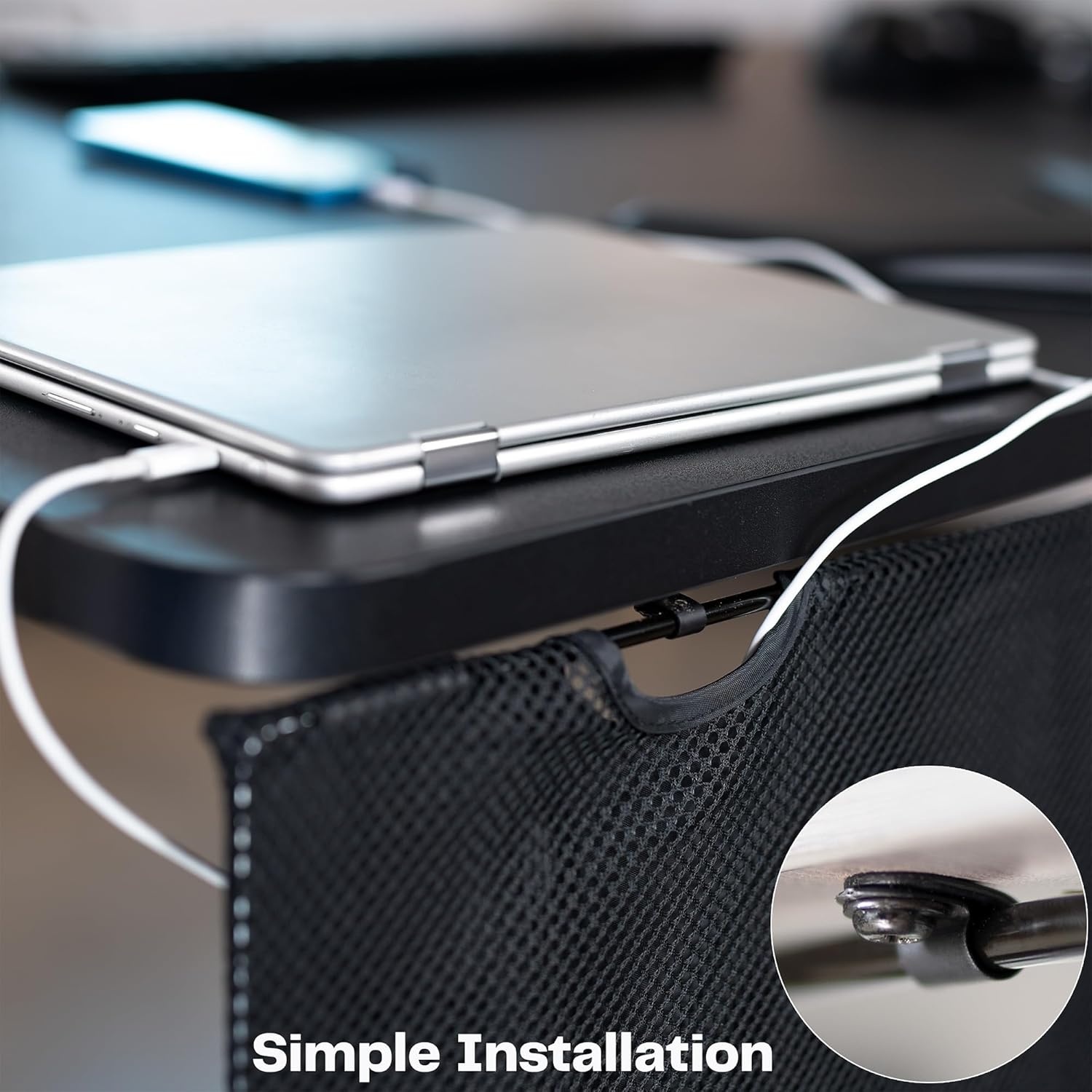 image:imageVIVO 60 inch Under Desk Privacy and Cable Management Organizer Sleeve Wire Hider Kit Panel System Black DESKSKIRT6048 Panel