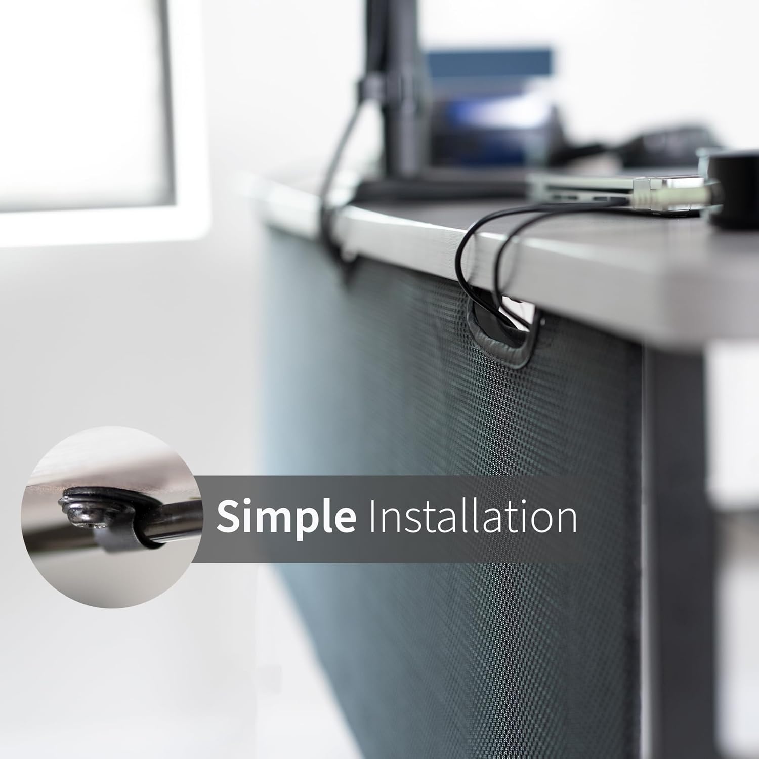 image:imageVIVO 60 inch Under Desk Privacy and Cable Management Organizer Sleeve Wire Hider Kit Panel System Black DESKSKIRT6060 Panel