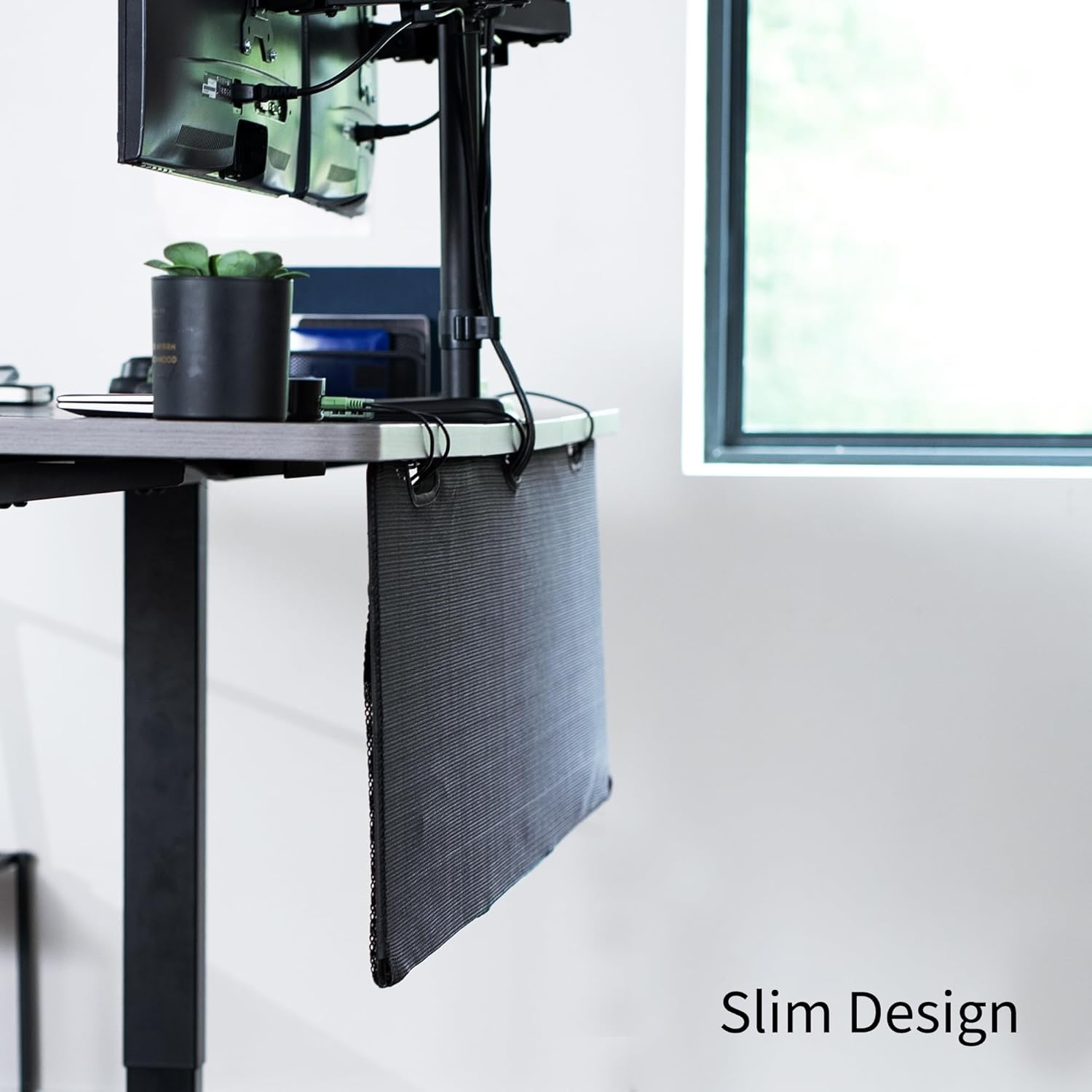 image:imageVIVO 60 inch Under Desk Privacy and Cable Management Organizer Sleeve Wire Hider Kit Panel System Black DESKSKIRT6060 Panel
