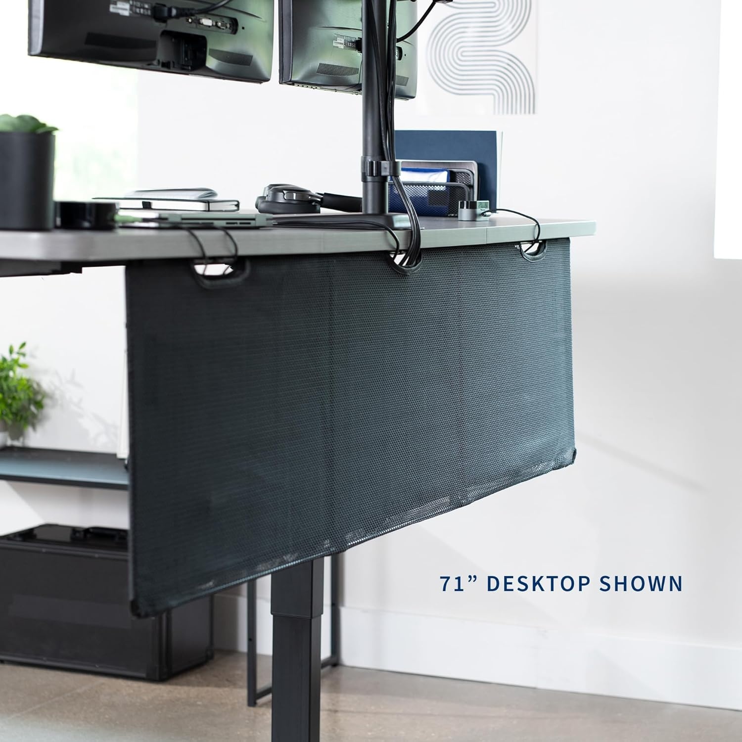 image:imageVIVO 60 inch Under Desk Privacy and Cable Management Organizer Sleeve Wire Hider Kit Panel System Black DESKSKIRT6060 Panel