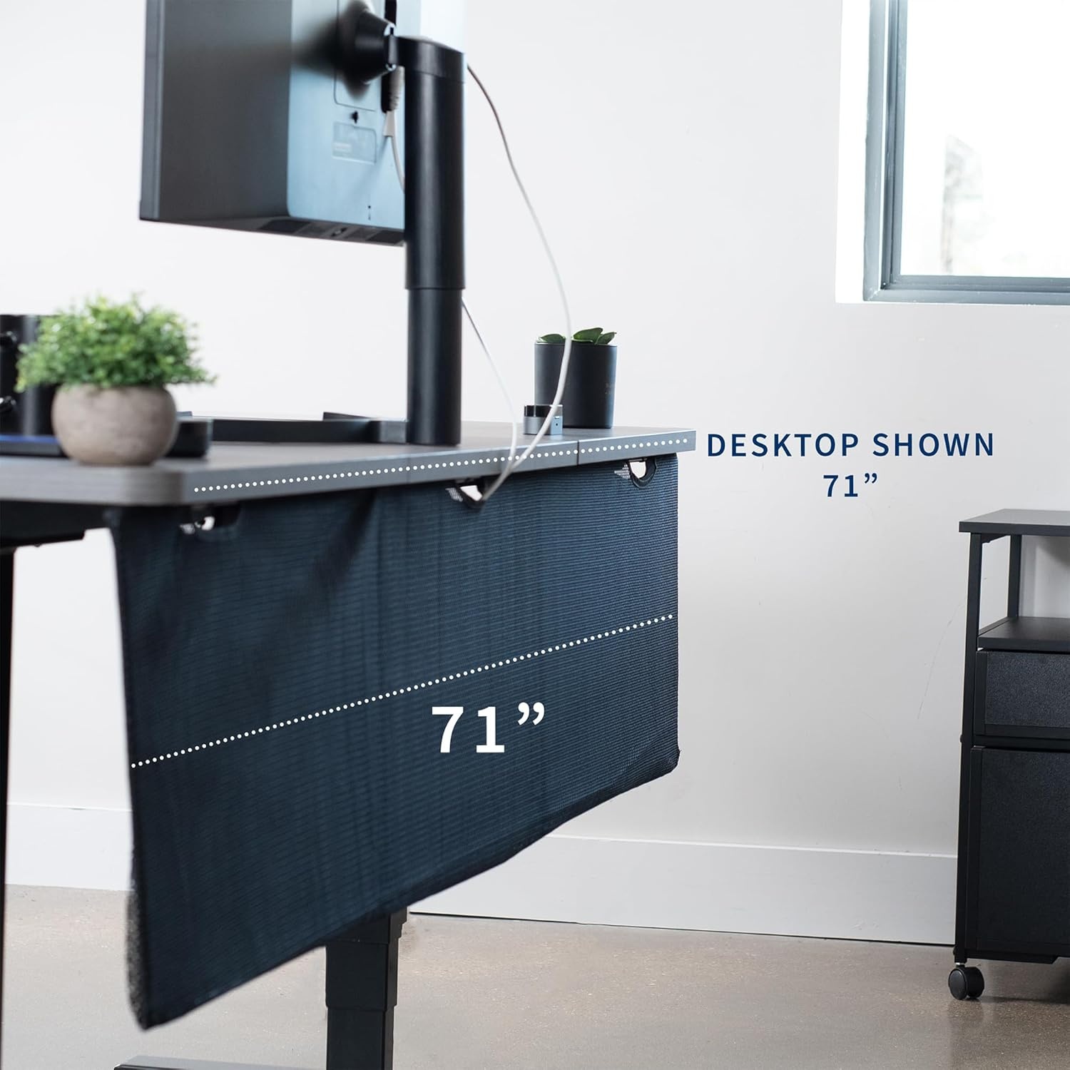 image:imageVIVO 60 inch Under Desk Privacy and Cable Management Organizer Sleeve Wire Hider Kit Panel System Black DESKSKIRT6071 Panel