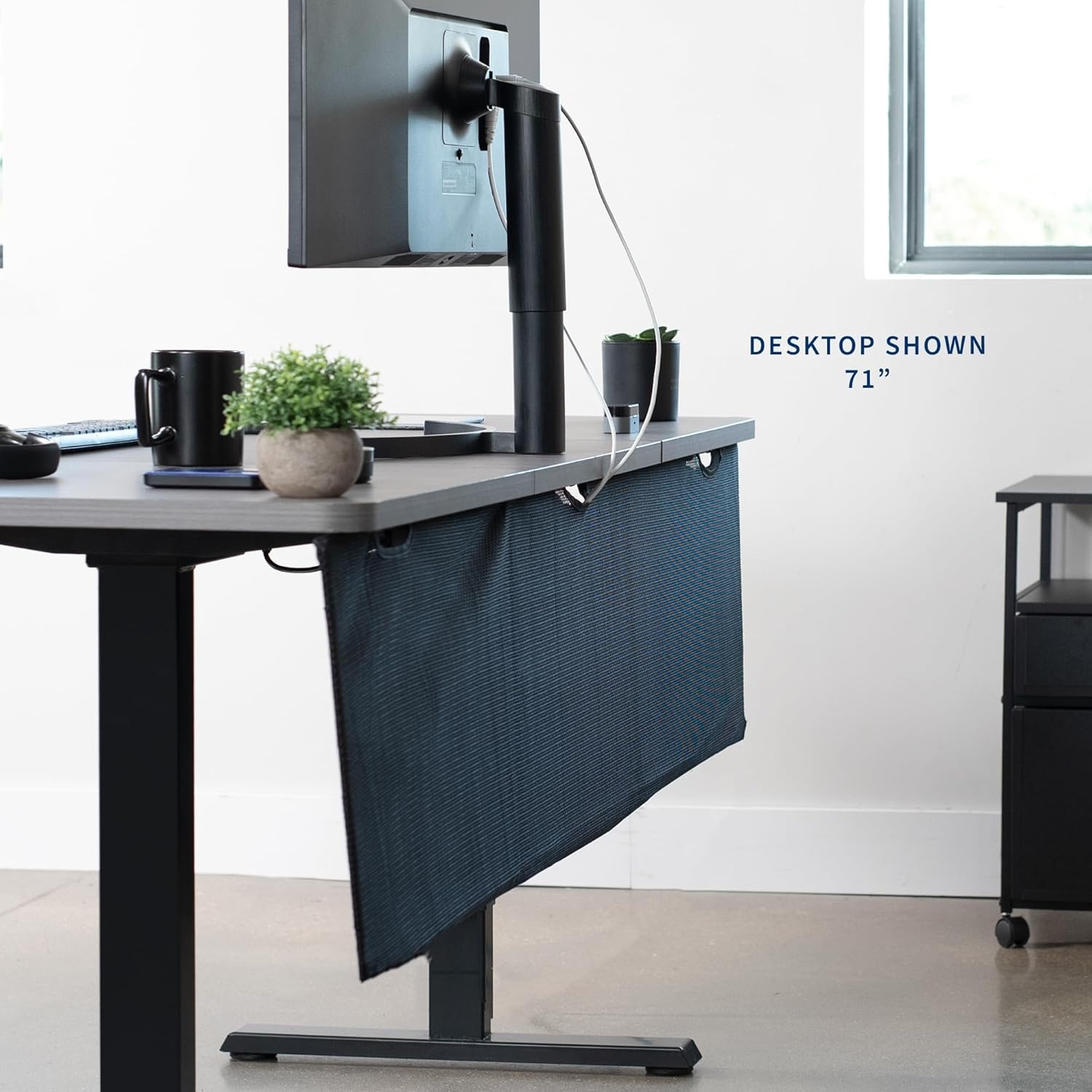 image:imageVIVO 60 inch Under Desk Privacy and Cable Management Organizer Sleeve Wire Hider Kit Panel System Black DESKSKIRT6071 Panel