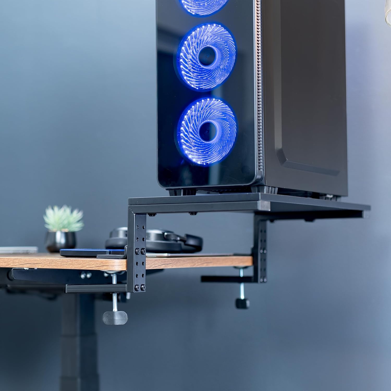 image:imageVIVO Clampon 15 inch Desk Extension Shelf for Gaming Devices Ergonomic Computer Monitor and Laptop Riser Printer Stand Versatile with Freestanding Feet Included Desktop Organizer DESKSHELF15B22