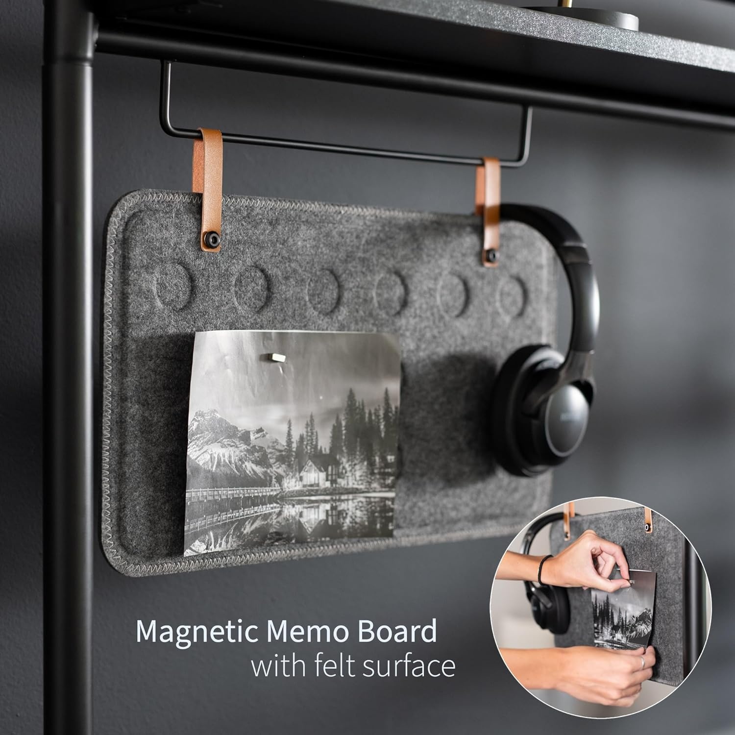 image:imageVIVO Clampon 50 inch Desktop Shelving System for Sit Stand Workstation Raised Accessory Storage Shelves and Magnetic Memo Board Desk Organizer Black DESKSHELF55A
