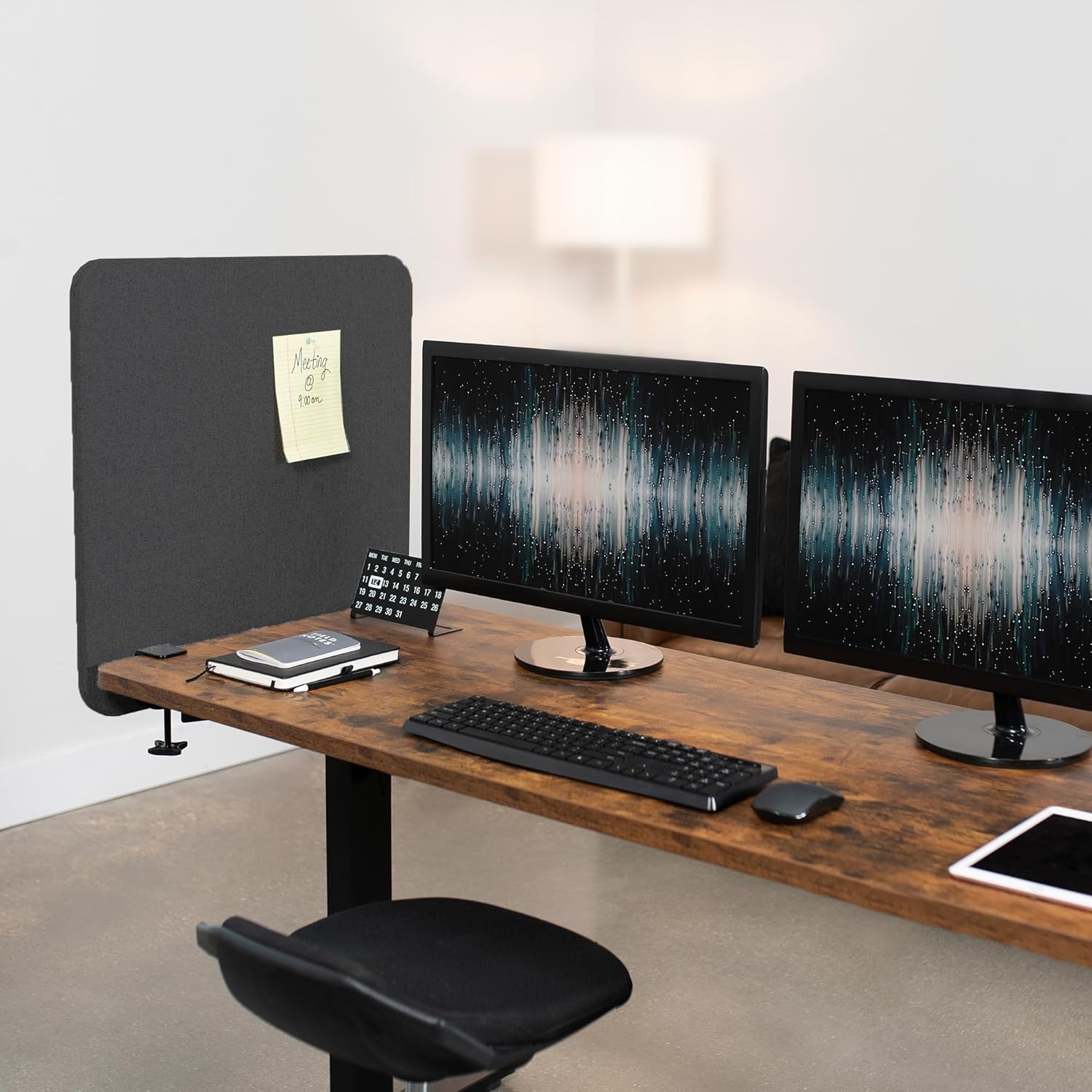 image:imageVIVO Clampon Privacy Panels 60 x 24 inch x1 24 x 24 inch x2 Sound Absorbing Cubicle Desk Dividers 3 Acoustic Partitions Gray PP3V108GDark Gray