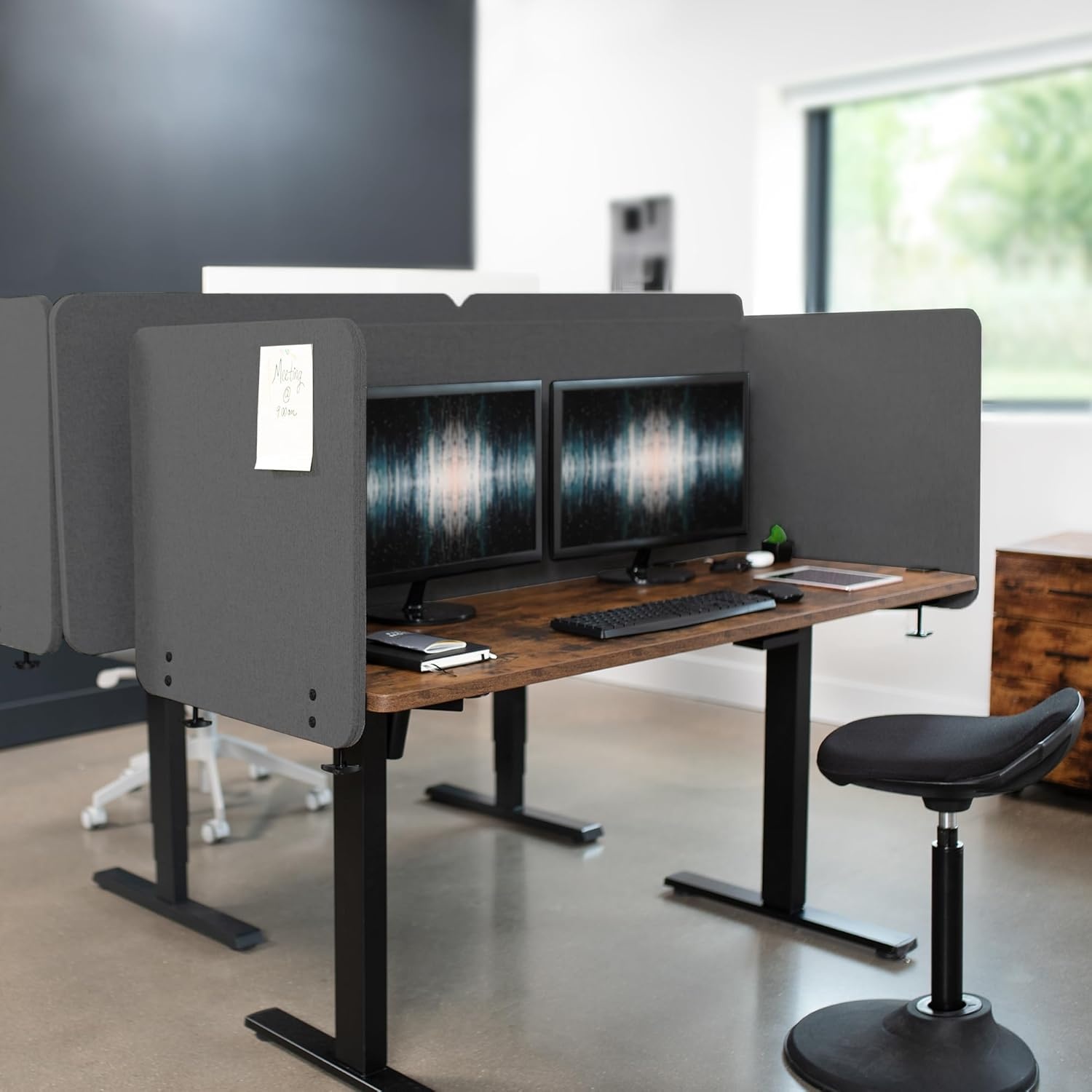 image:imageVIVO Clampon Privacy Panels 60 x 24 inch x1 24 x 24 inch x2 Sound Absorbing Cubicle Desk Dividers 3 Acoustic Partitions Gray PP3V108GDark Gray
