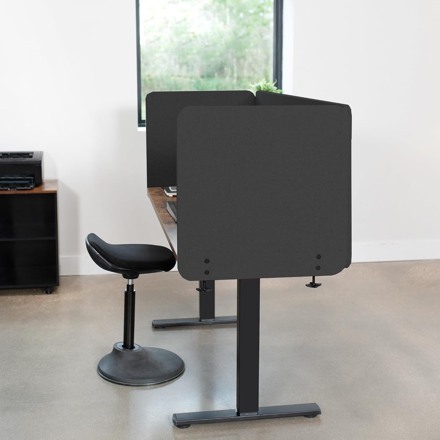 image:imageVIVO Clampon Privacy Panels 60 x 24 inch x1 24 x 24 inch x2 Sound Absorbing Cubicle Desk Dividers 3 Acoustic Partitions Gray PP3V108GDark Gray