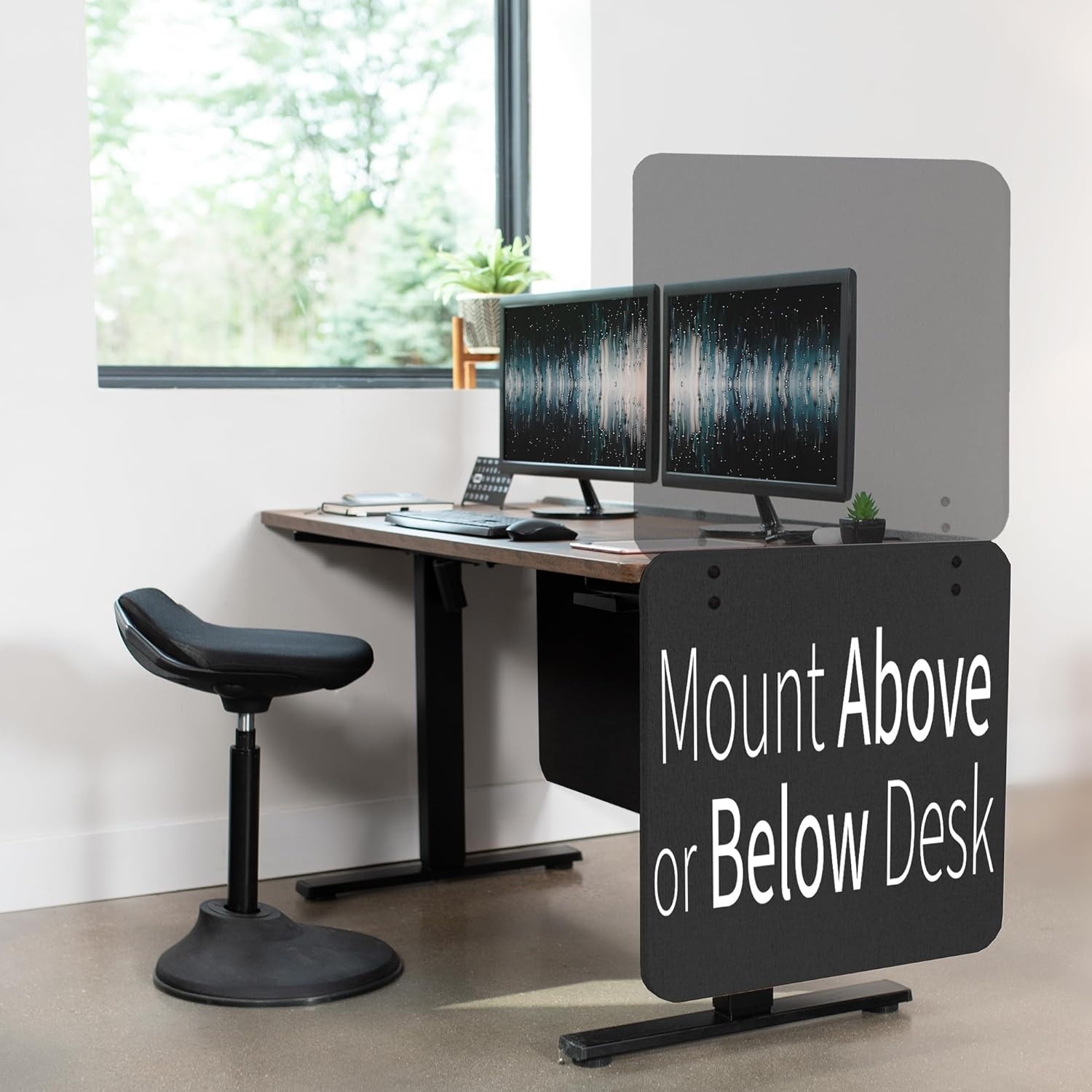 image:imageVIVO Clampon Privacy Panels 60 x 24 inch x1 24 x 24 inch x2 Sound Absorbing Cubicle Desk Dividers 3 Acoustic Partitions Gray PP3V108GDark Gray