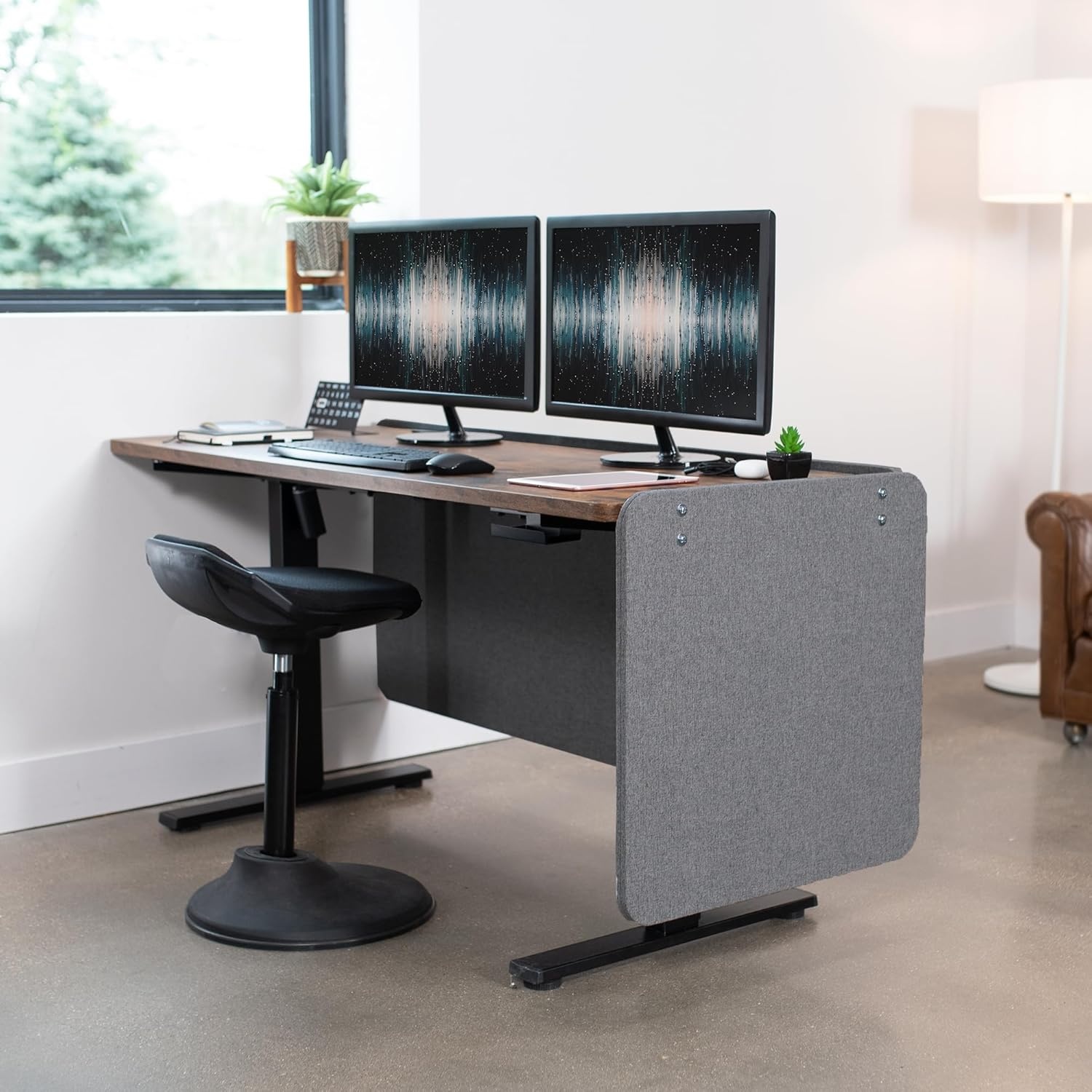 image:imageVIVO Clampon Privacy Panels 60 x 24 inch x1 24 x 24 inch x2 Sound Absorbing Cubicle Desk Dividers 3 Acoustic Partitions Gray PP3V108GDark Gray
