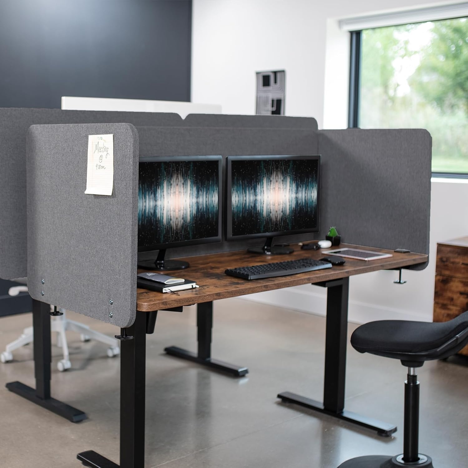 image:imageVIVO Clampon Privacy Panels 60 x 24 inch x1 24 x 24 inch x2 Sound Absorbing Cubicle Desk Dividers 3 Acoustic Partitions Gray PP3V108GDark Gray