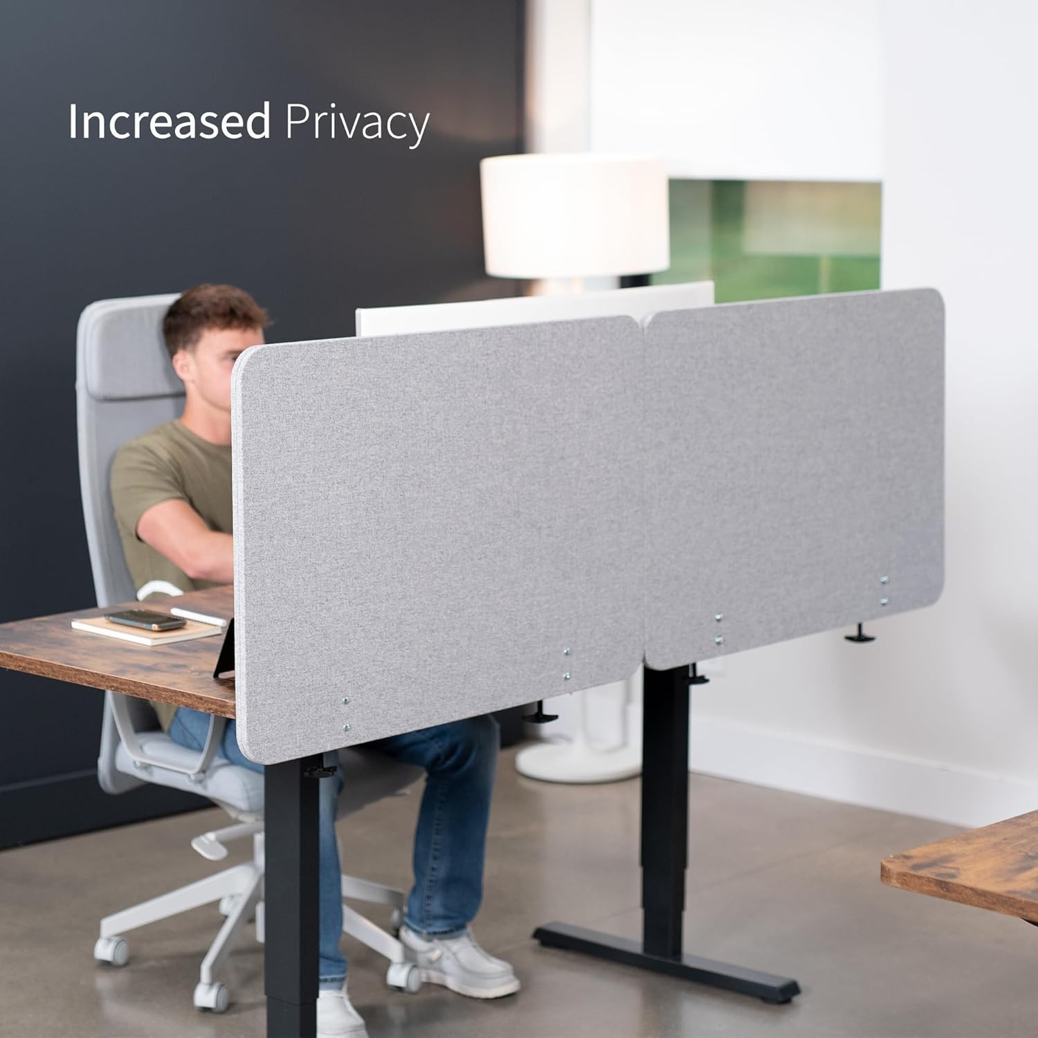 image:imageVIVO Clampon Privacy Panels 60 x 24 inch x1 24 x 24 inch x2 Sound Absorbing Cubicle Desk Dividers 3 Acoustic Partitions Gray PP3V108GLight Gray