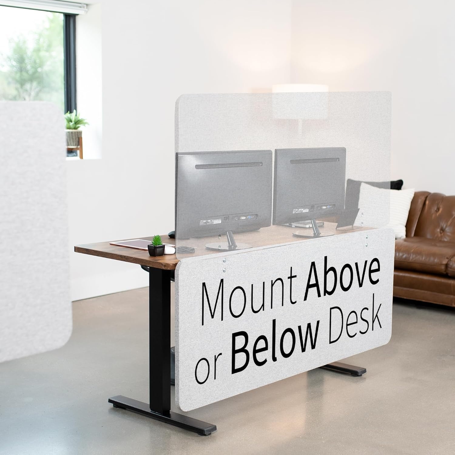 image:imageVIVO Clampon Privacy Panels 60 x 24 inch x1 24 x 24 inch x2 Sound Absorbing Cubicle Desk Dividers 3 Acoustic Partitions Gray PP3V108GLight Gray