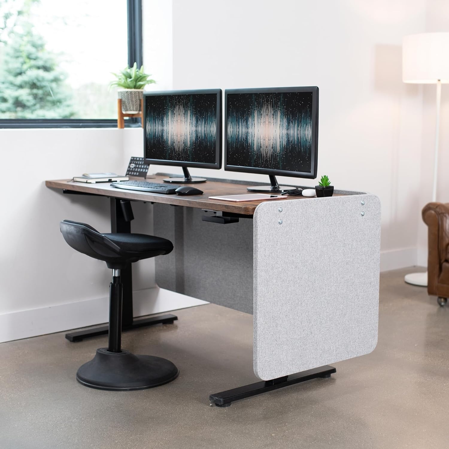 image:imageVIVO Clampon Privacy Panels 60 x 24 inch x1 24 x 24 inch x2 Sound Absorbing Cubicle Desk Dividers 3 Acoustic Partitions Gray PP3V108GLight Gray