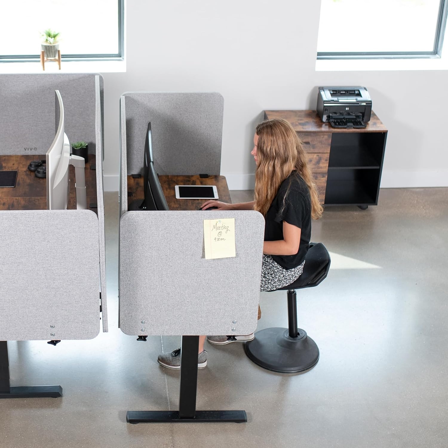 image:imageVIVO Clampon Privacy Panels 60 x 24 inch x1 24 x 24 inch x2 Sound Absorbing Cubicle Desk Dividers 3 Acoustic Partitions Gray PP3V108GLight Gray