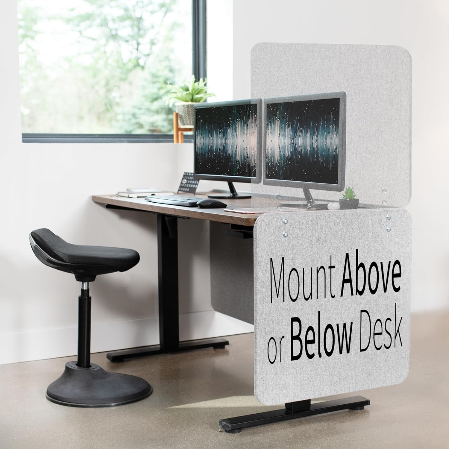 image:imageVIVO Clampon Privacy Panels 60 x 24 inch x1 24 x 24 inch x2 Sound Absorbing Cubicle Desk Dividers 3 Acoustic Partitions Gray PP3V108GLight Gray