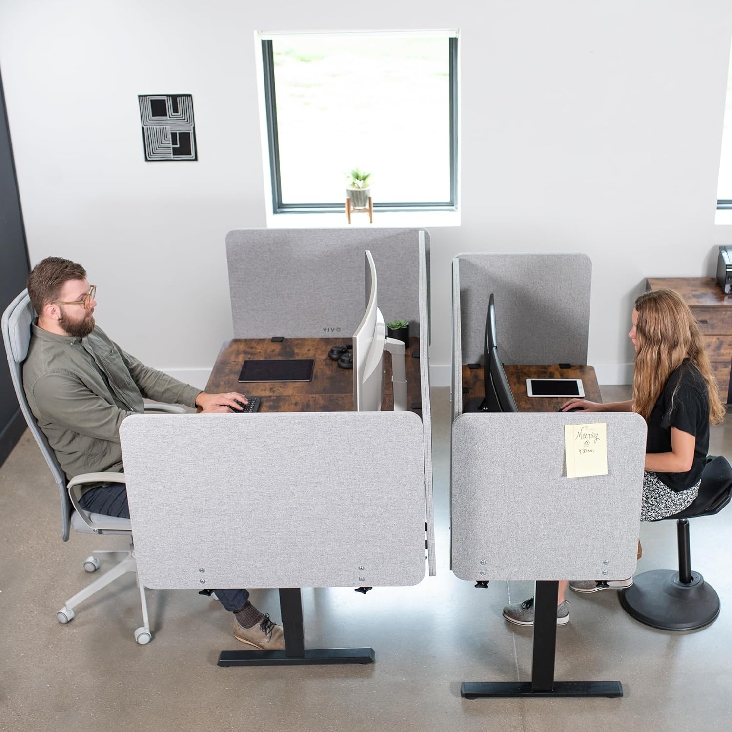 image:imageVIVO Clampon Privacy Panels 60 x 24 inch x1 24 x 24 inch x2 Sound Absorbing Cubicle Desk Dividers 3 Acoustic Partitions Gray PP3V108GLight Gray