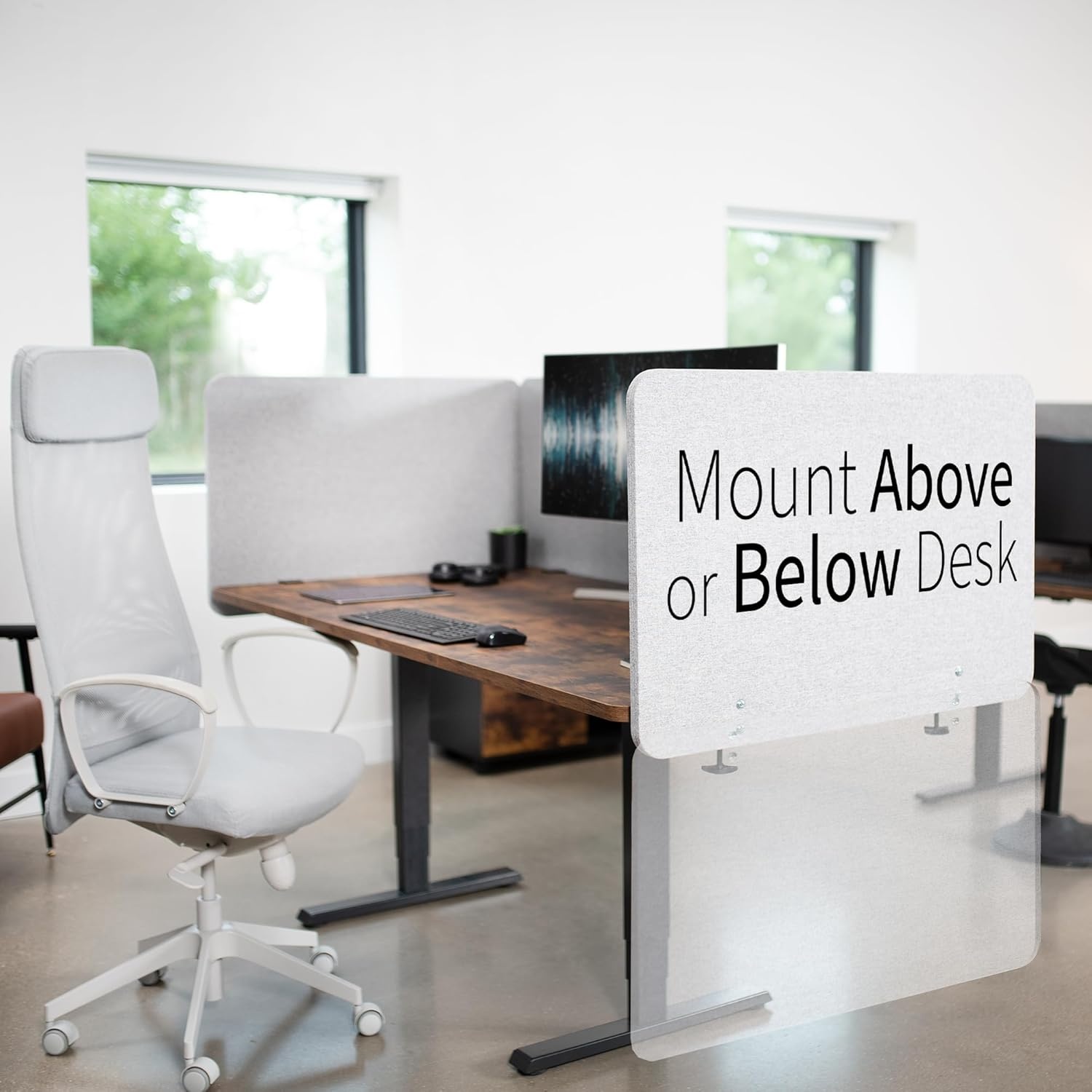 image:imageVIVO Clampon Privacy Panels 60 x 24 inch x1 24 x 24 inch x2 Sound Absorbing Cubicle Desk Dividers 3 Acoustic Partitions Gray PP3V108GLight Gray