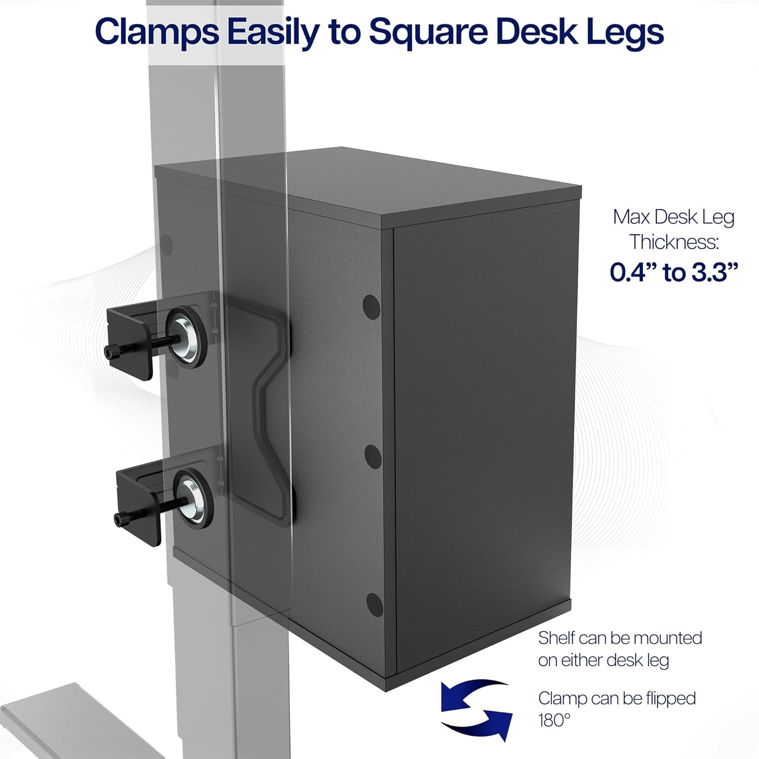 image:imageVIVO Clampon Under Desk Shelving Unit Office Accessory Holder for Supplies Gaming Devices and More MultiLevel Storage Shelves Workstation Organizer Black DESKSHELF3CL