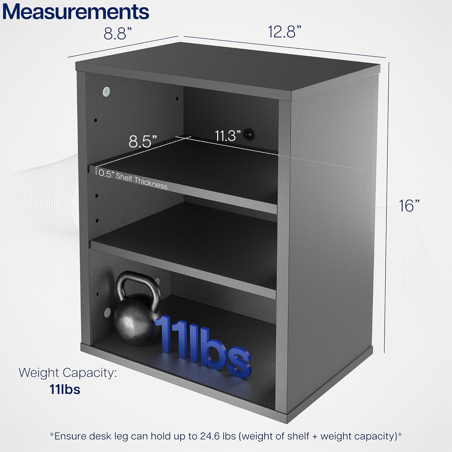 image:imageVIVO Clampon Under Desk Shelving Unit Office Accessory Holder for Supplies Gaming Devices and More MultiLevel Storage Shelves Workstation Organizer Black DESKSHELF3CL
