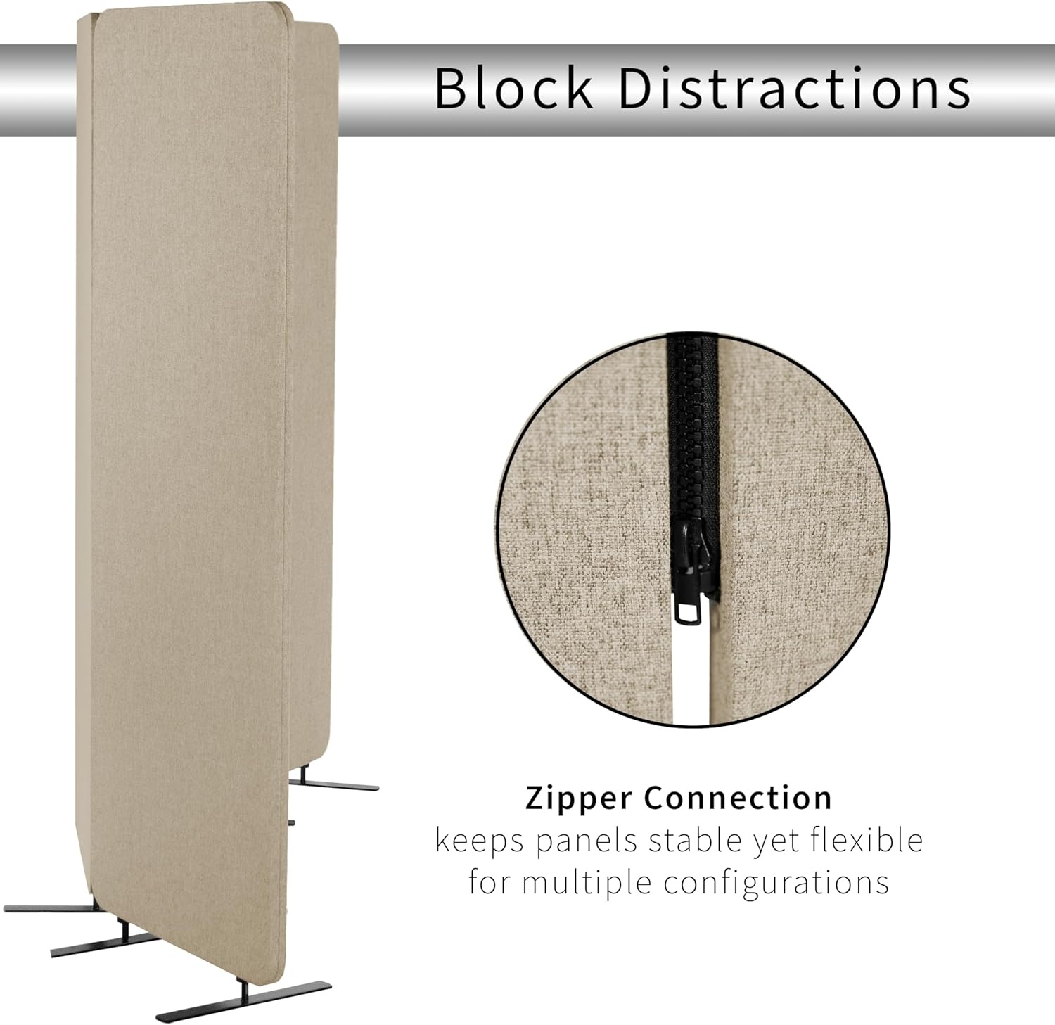image:imageVIVO Freestanding 72 x 66 inch Privacy Panel Cubicle Divider Acoustic Wall Partition x3 24 inch Panels Beige PP3T072BEBeige