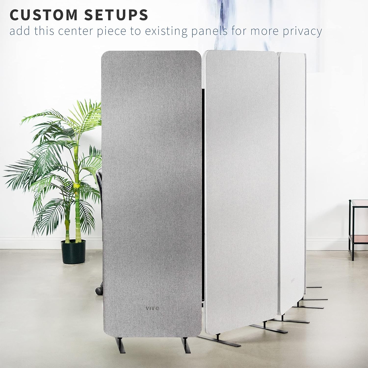 image:imageVIVO Freestanding 72 x 66 inch Privacy Panel Cubicle Divider Acoustic Wall Partition x3 24 inch Panels Beige PP3T072BEGray