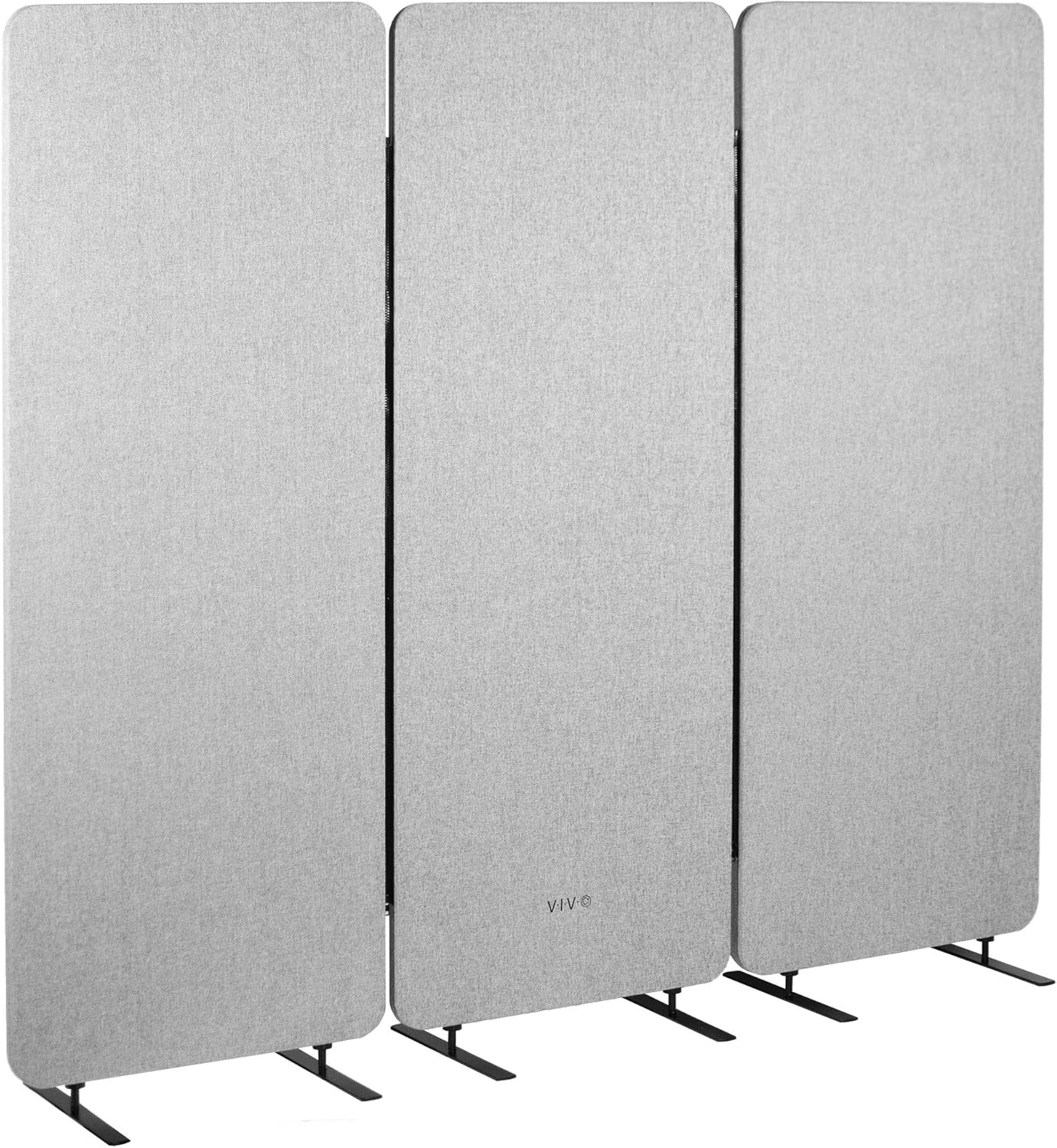 image:imageVIVO Freestanding 72 x 66 inch Privacy Panel Cubicle Divider Acoustic Wall Partition x3 24 inch Panels Beige PP3T072BEGray