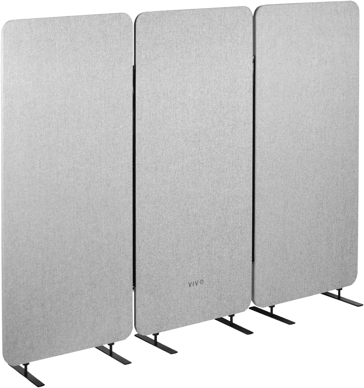 image:imageVIVO Freestanding 72 x 66 inch Privacy Panel Cubicle Divider Acoustic Wall Partition x3 24 inch Panels Beige PP3T072BEGray