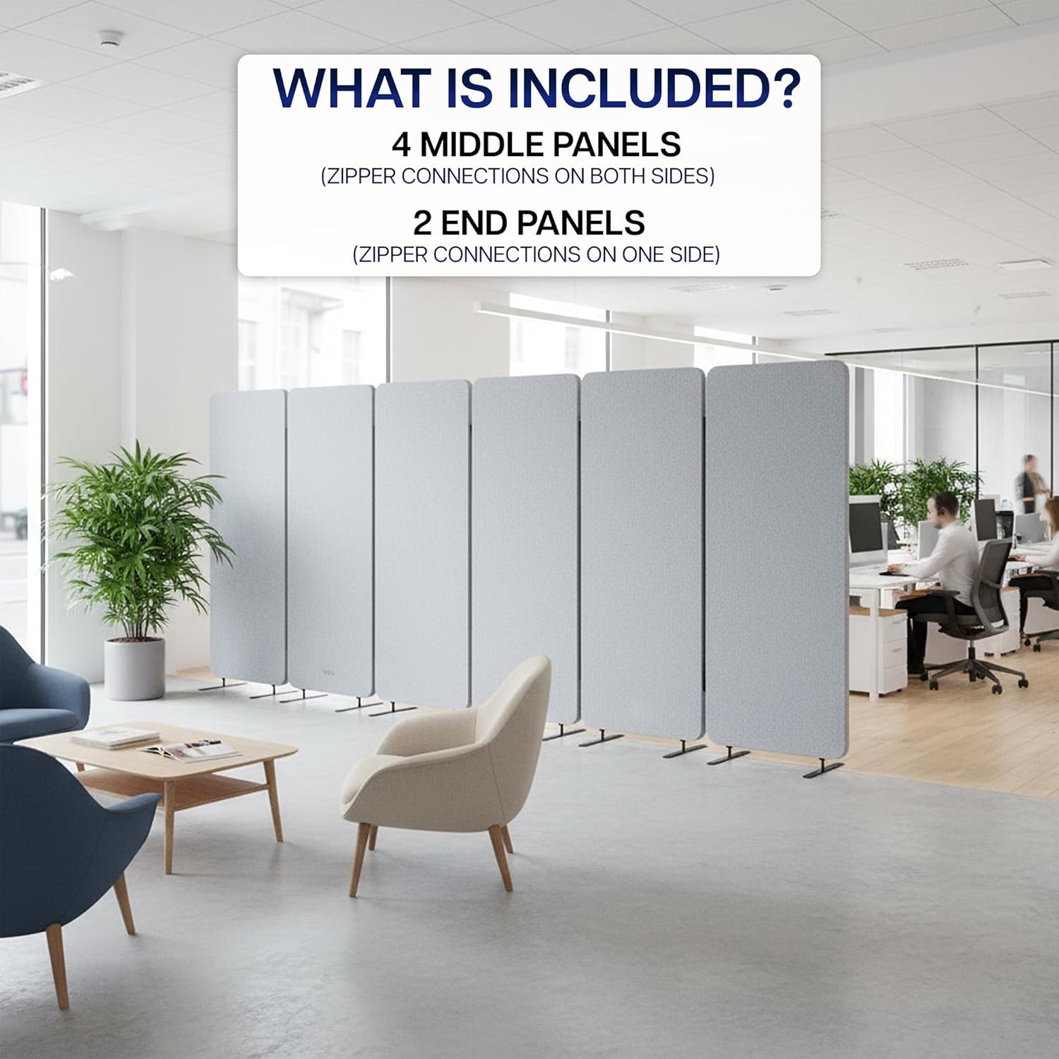 image:imageVIVO Freestanding 72 x 66 inch Privacy Panel Cubicle Divider Acoustic Wall Partition x3 24 inch Panels Beige PP3T072BEGray