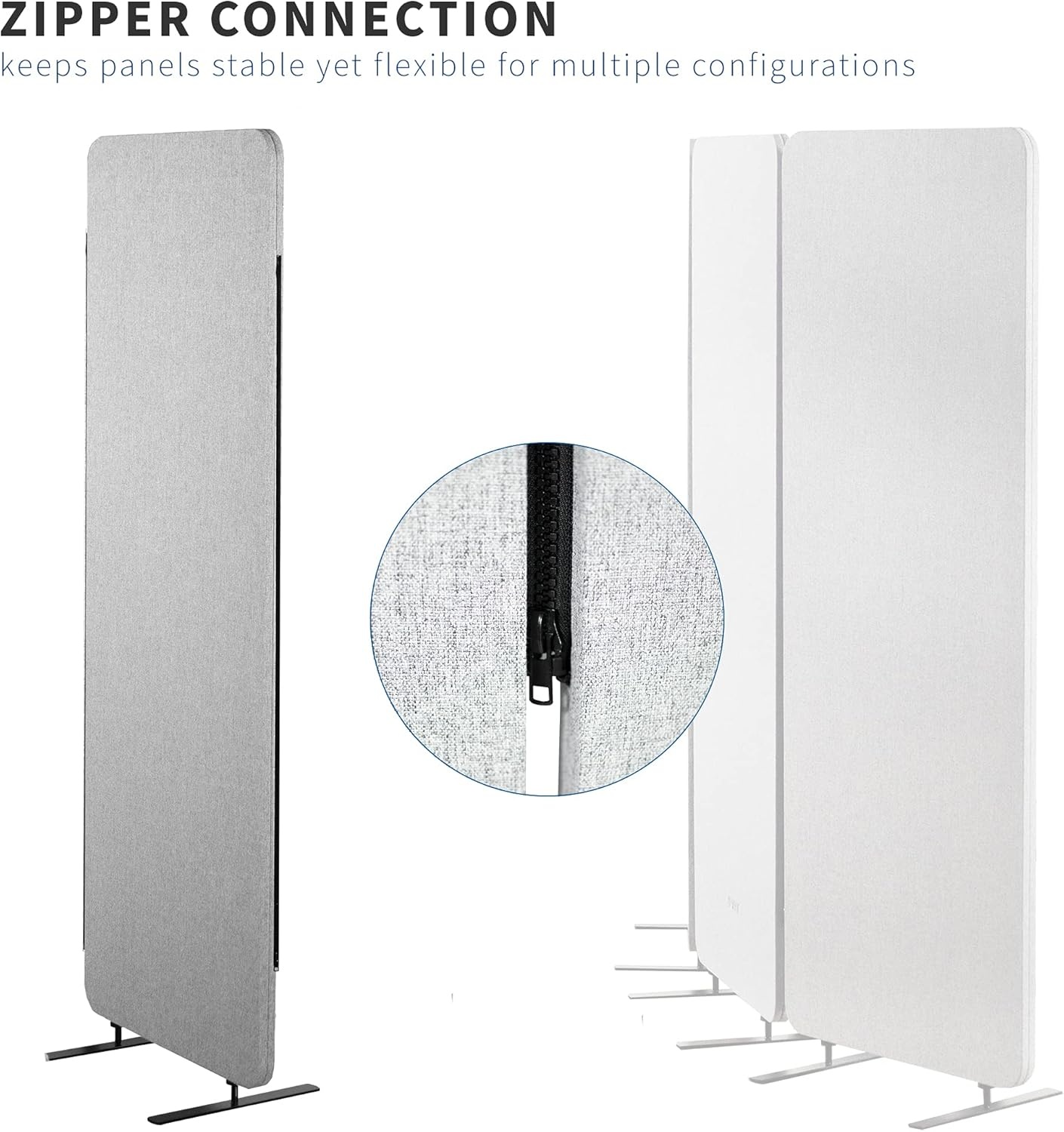 image:imageVIVO Freestanding 72 x 66 inch Privacy Panel Cubicle Divider Acoustic Wall Partition x3 24 inch Panels Beige PP3T072BEGray