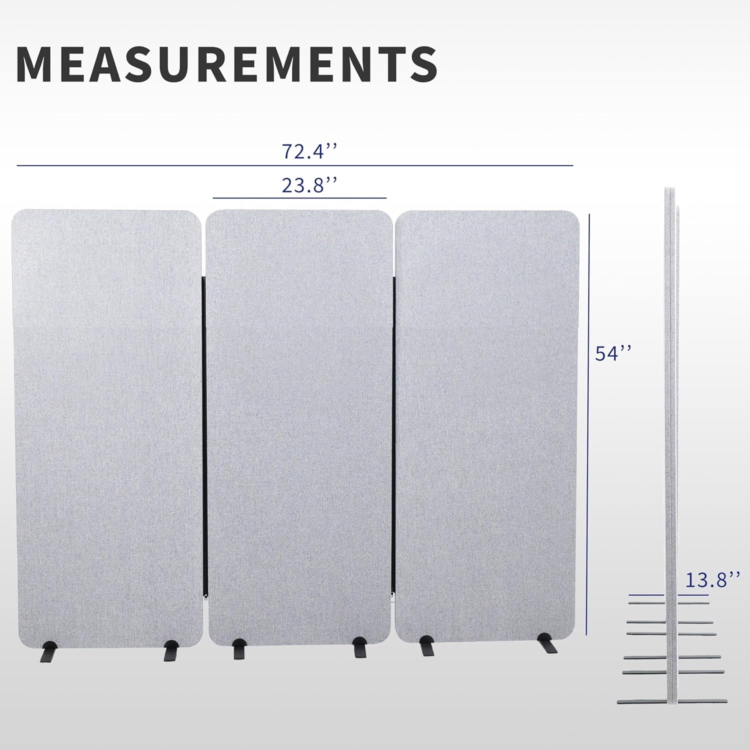 image:imageVIVO Freestanding 72 x 66 inch Privacy Panel Cubicle Divider Acoustic Wall Partition x3 24 inch Panels Beige PP3T072BEGray