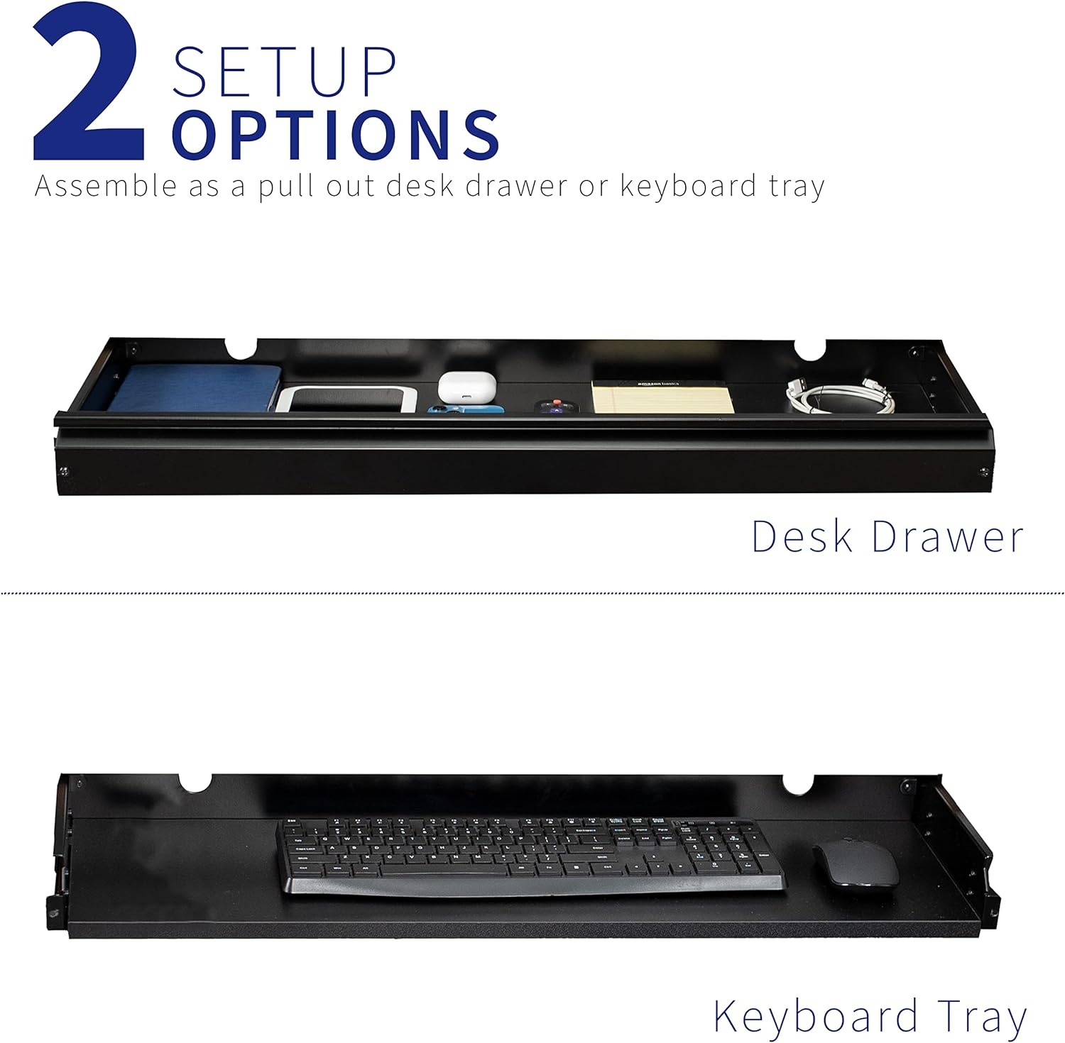image:imageVIVO Large 33 inch Under Desk Slide Out Storage Drawer Organizer Black DESKDR33BBlack