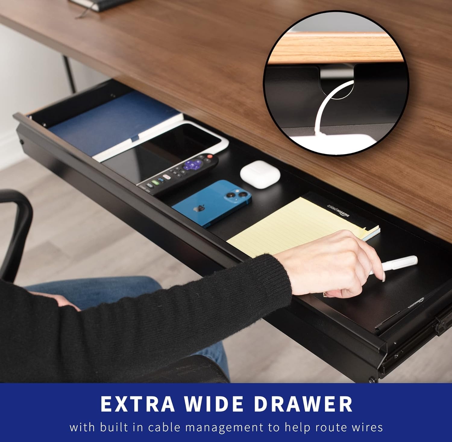 image:imageVIVO Large 33 inch Under Desk Slide Out Storage Drawer Organizer Black DESKDR33BBlack