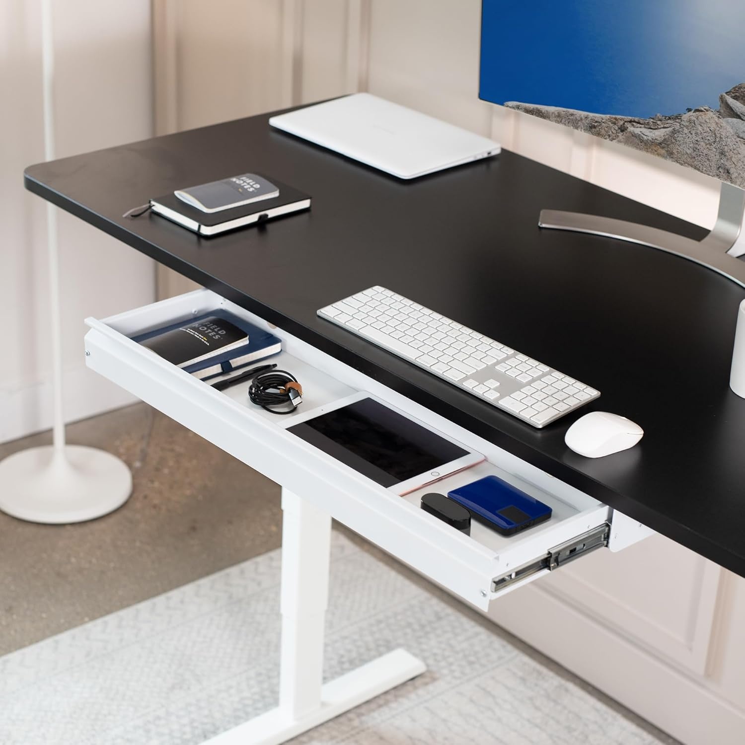 image:imageVIVO Large 33 inch Under Desk Slide Out Storage Drawer Organizer Black DESKDR33BWhite