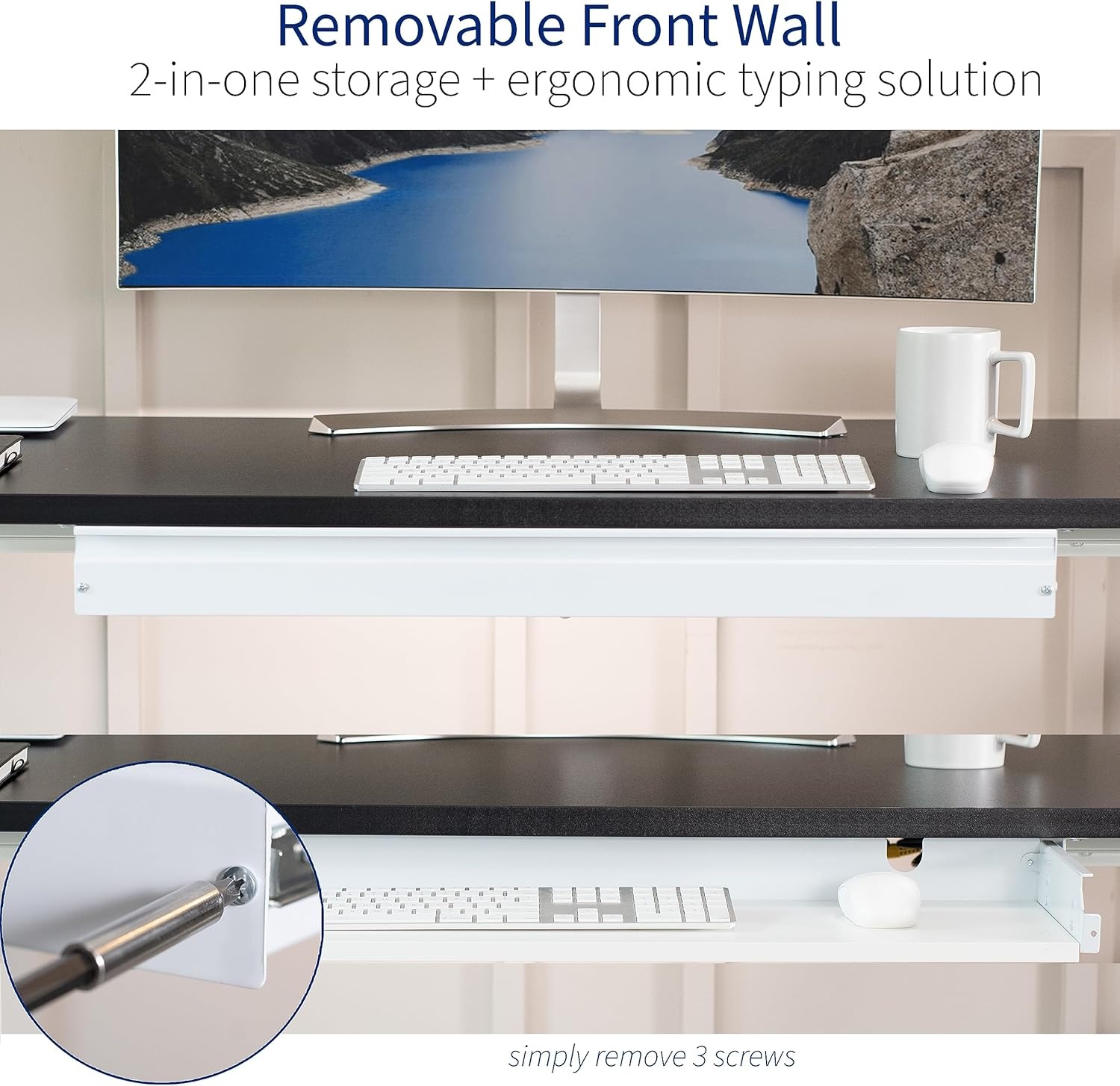 image:imageVIVO Large 33 inch Under Desk Slide Out Storage Drawer Organizer Black DESKDR33BWhite