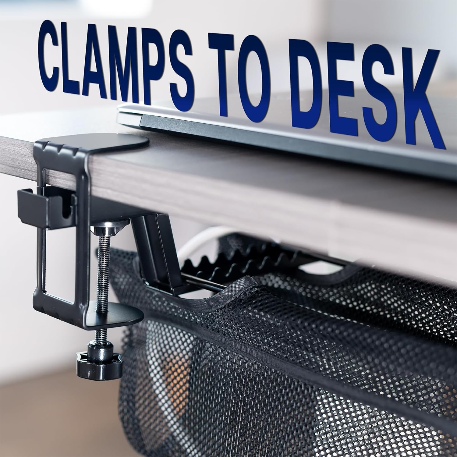 image:imageVIVO No Drill Clampon 36 inch Mesh Net Under Desk Cable Management Wire Organizer Adjustable Home Office Standing Desk Cord Storage Sleeve Black DESKAC36MHBlack