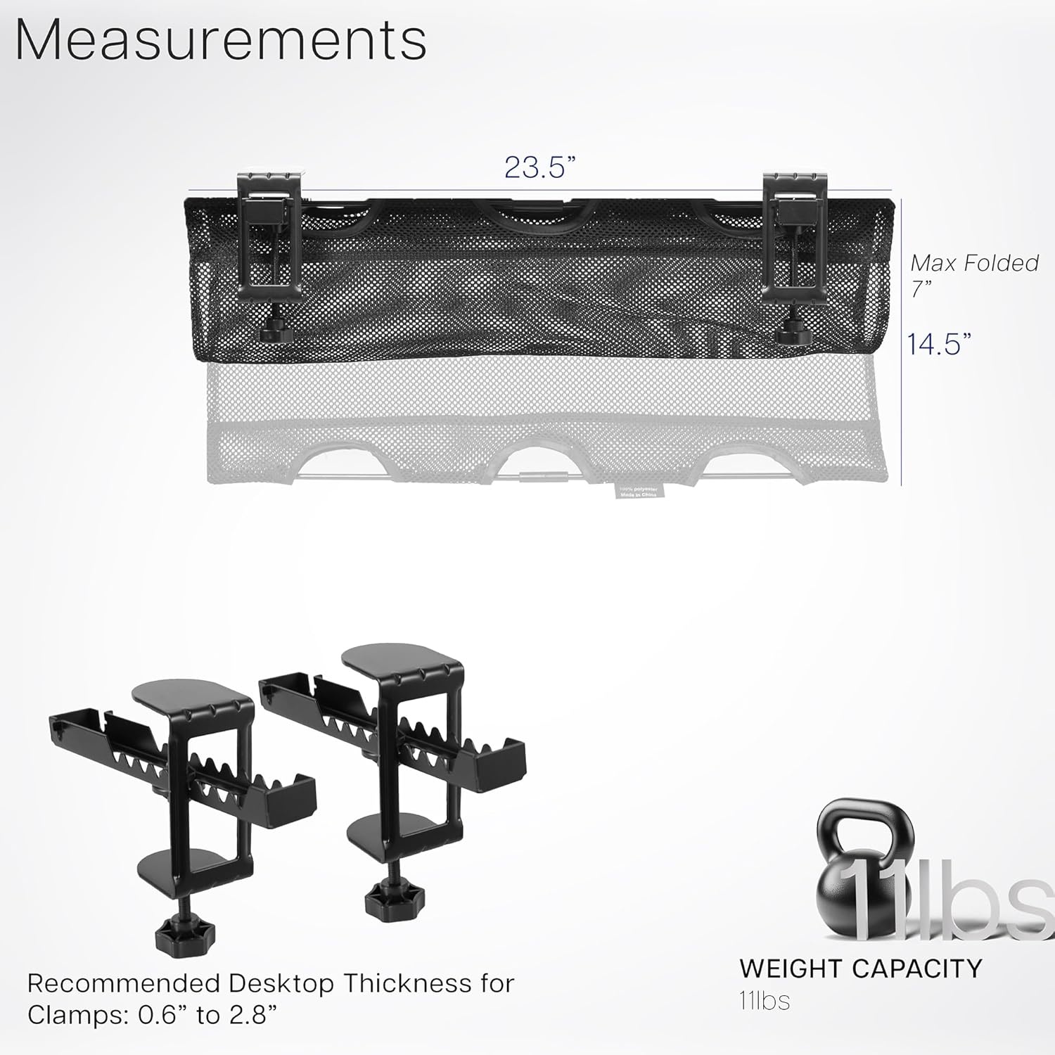 image:imageVIVO No Drill Clampon 36 inch Mesh Net Under Desk Cable Management Wire Organizer Adjustable Home Office Standing Desk Cord Storage Sleeve Black DESKAC36MHBlack