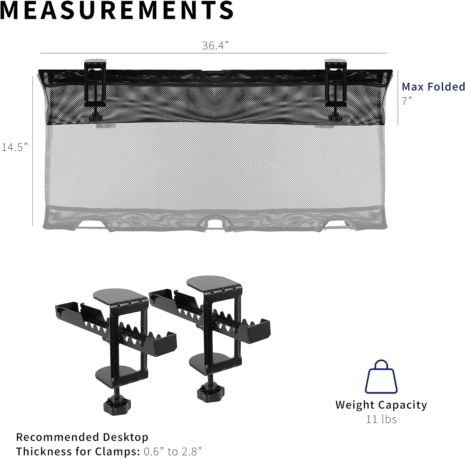 image:imageVIVO No Drill Clampon 36 inch Mesh Net Under Desk Cable Management Wire Organizer Adjustable Home Office Standing Desk Cord Storage Sleeve Black DESKAC36MHBlack