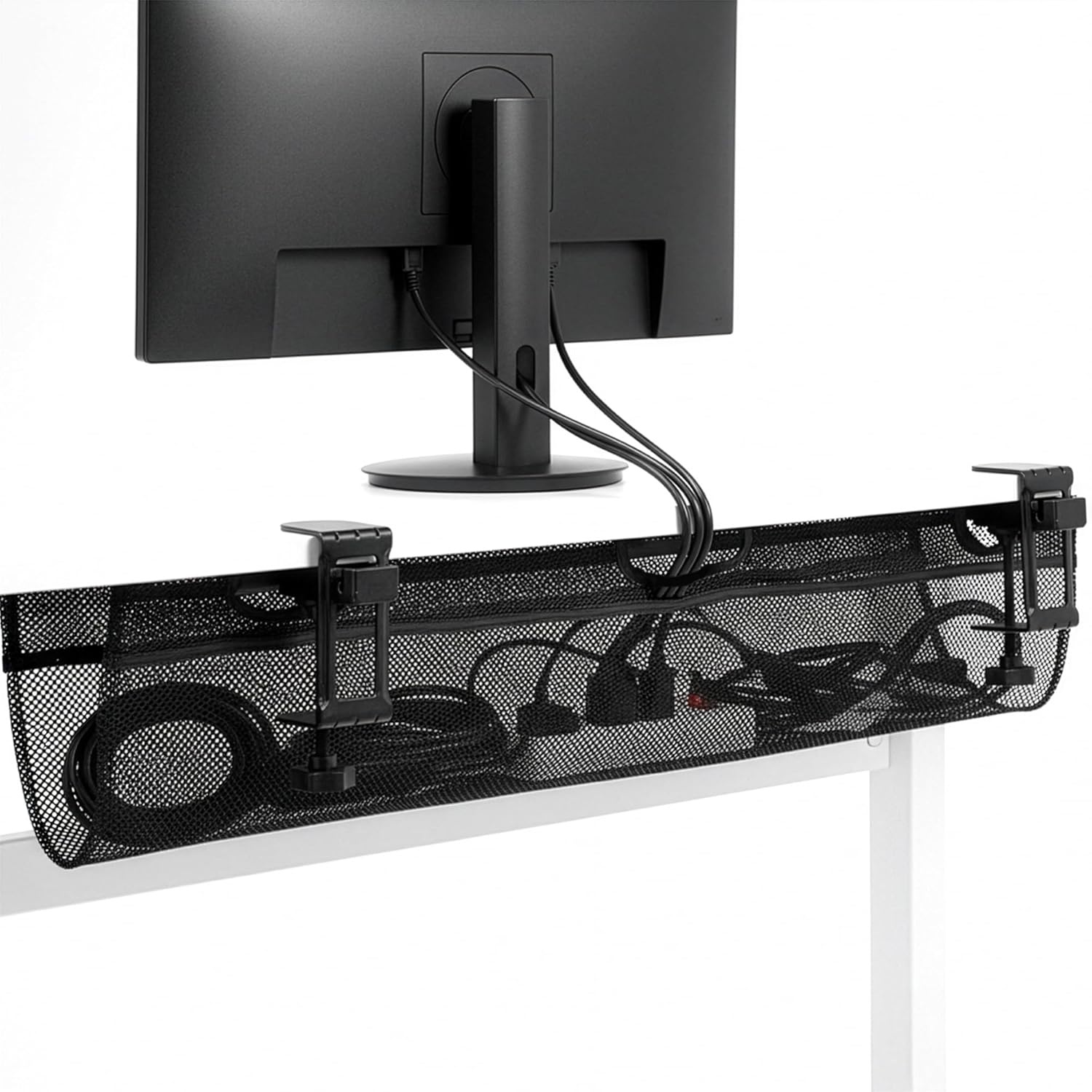 image:imageVIVO No Drill Clampon 36 inch Mesh Net Under Desk Cable Management Wire Organizer Adjustable Home Office Standing Desk Cord Storage Sleeve Black DESKAC36MHBlack