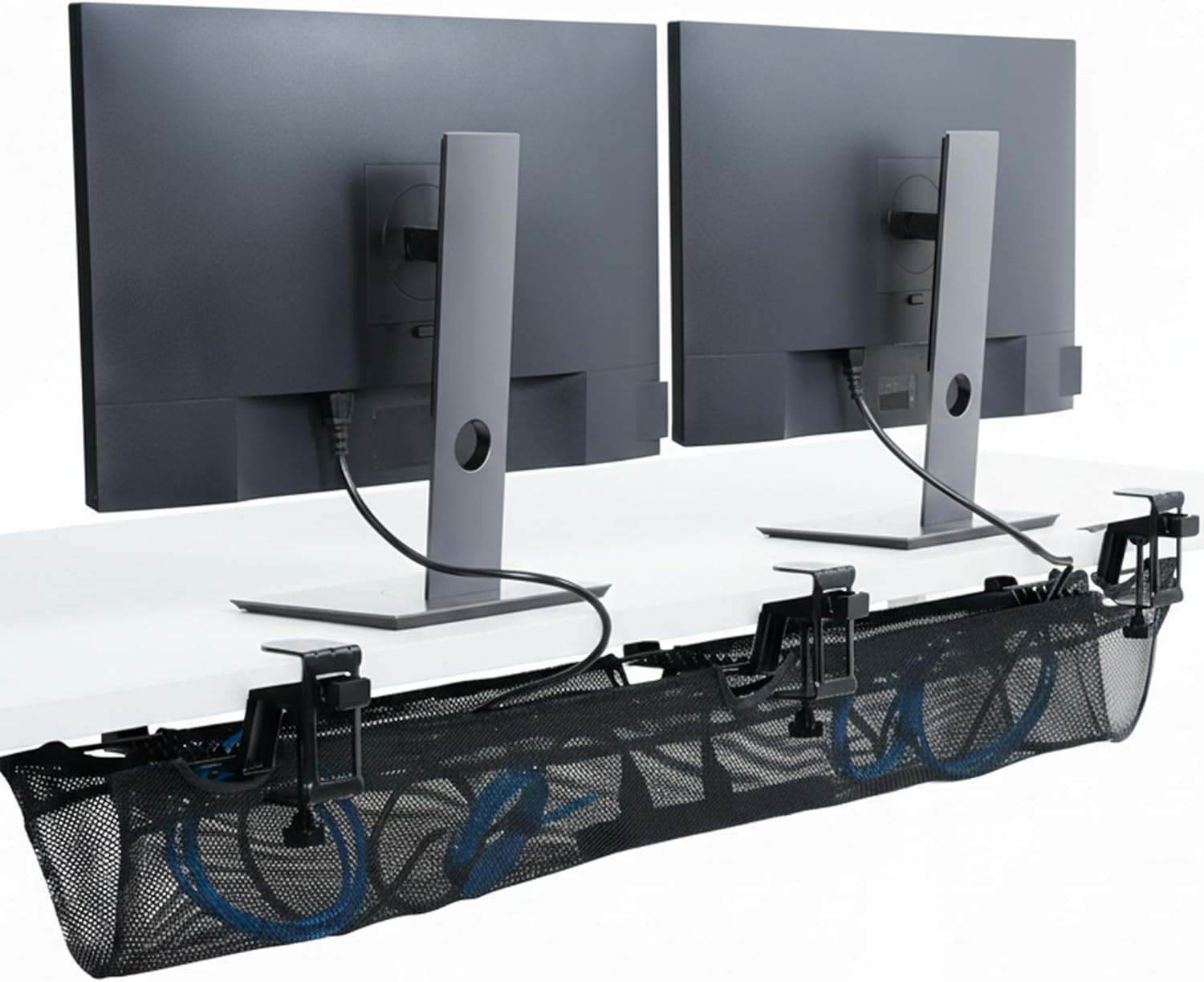 image:imageVIVO No Drill Clampon 36 inch Mesh Net Under Desk Cable Management Wire Organizer Adjustable Home Office Standing Desk Cord Storage Sleeve Black DESKAC36MHBlack