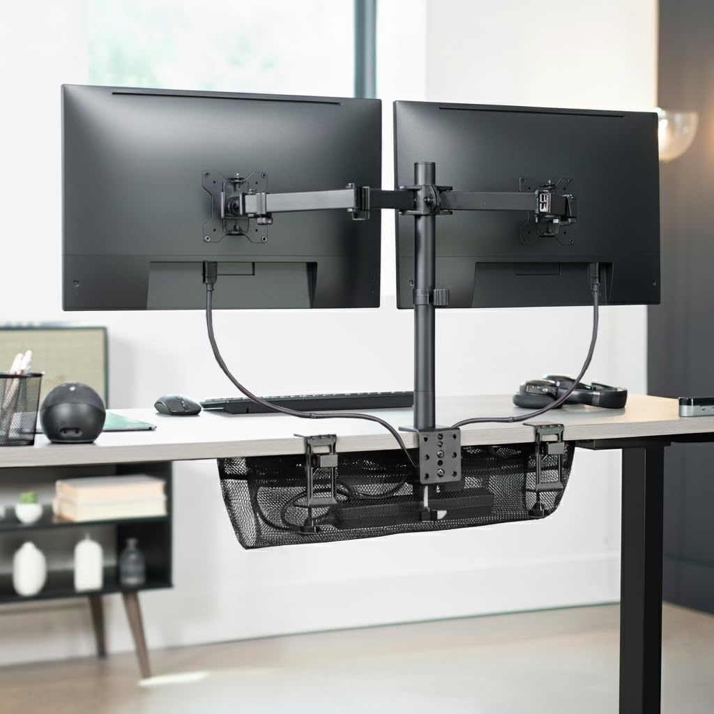 image:imageVIVO No Drill Clampon 36 inch Mesh Net Under Desk Cable Management Wire Organizer Adjustable Home Office Standing Desk Cord Storage Sleeve Black DESKAC36MHBlack