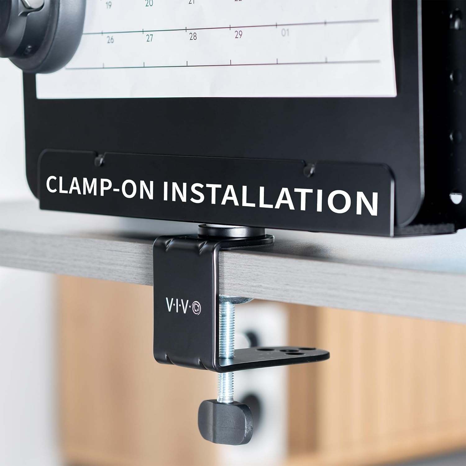 image:imageVIVO Steel Clampon Rotating Pegboard with Laptop Holder 14 x 11 inch Magnetic Peg Board Desk Accessory Organizer Black PPDK02L