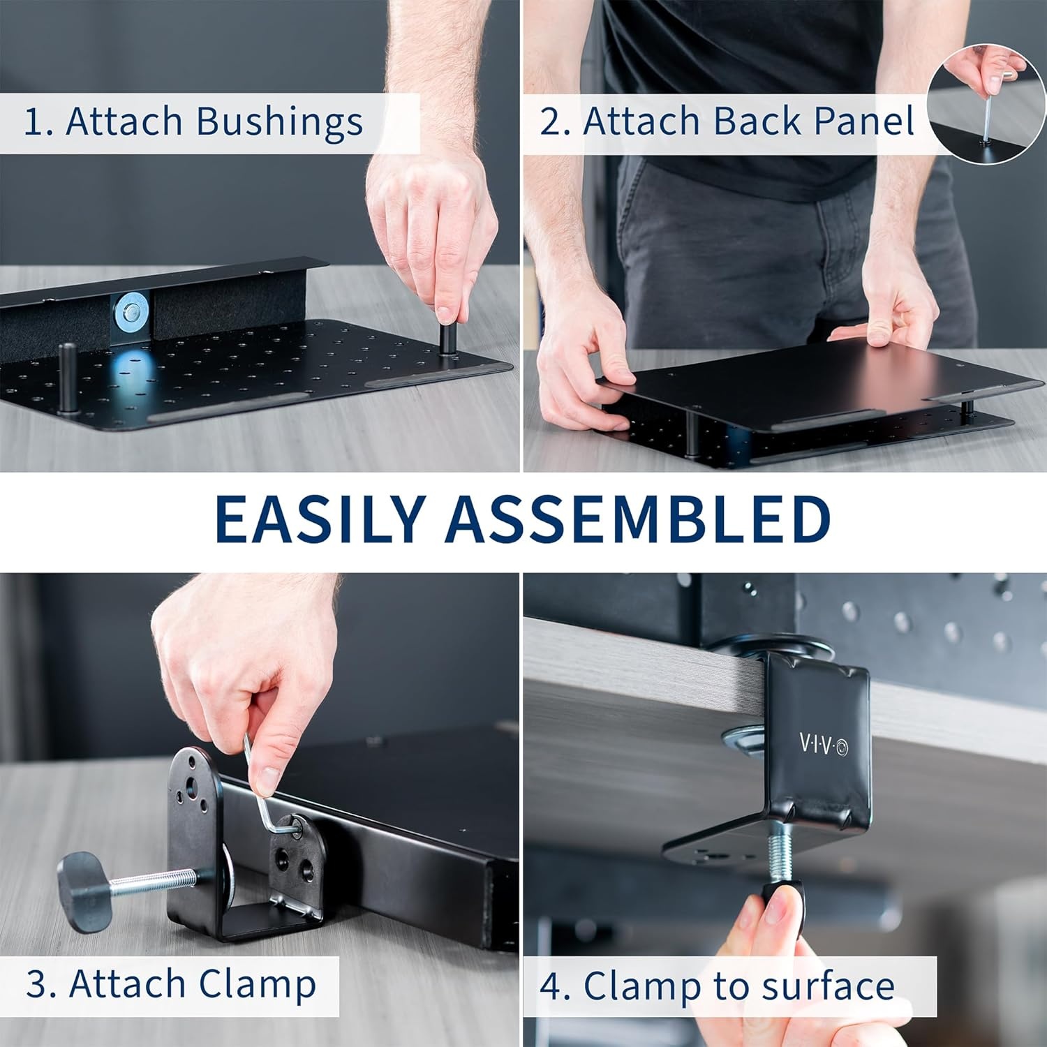 image:imageVIVO Steel Clampon Rotating Pegboard with Laptop Holder 14 x 11 inch Magnetic Peg Board Desk Accessory Organizer Black PPDK02L