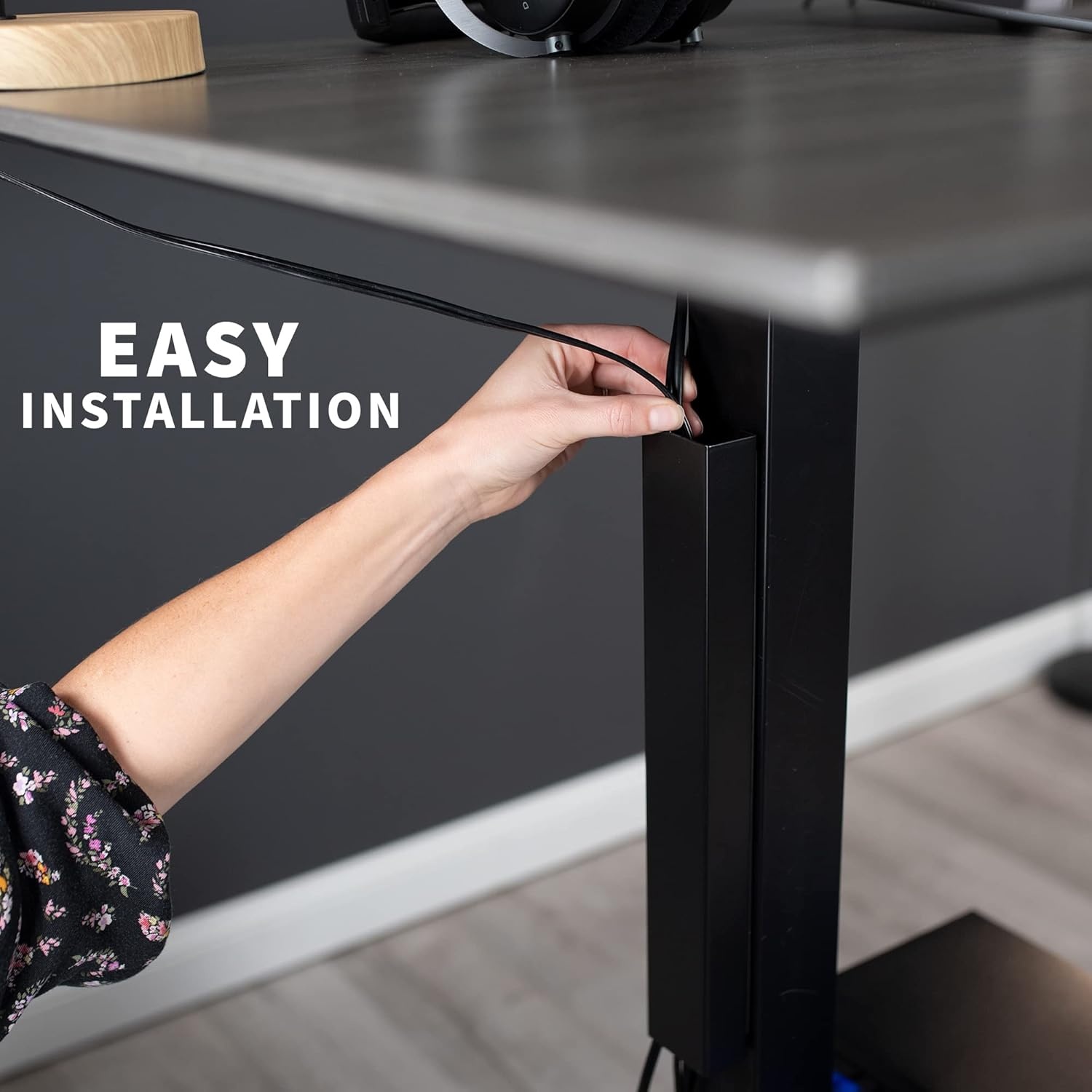 image:imageVIVO Steel Magnetic 14 inch Cable Management Channel for Under Desk Leg No Drill Cord Organizer for Home Office Black DESKAC011MBBlack