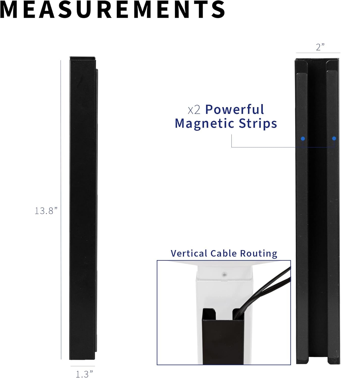 image:imageVIVO Steel Magnetic 14 inch Cable Management Channel for Under Desk Leg No Drill Cord Organizer for Home Office Black DESKAC011MBBlack