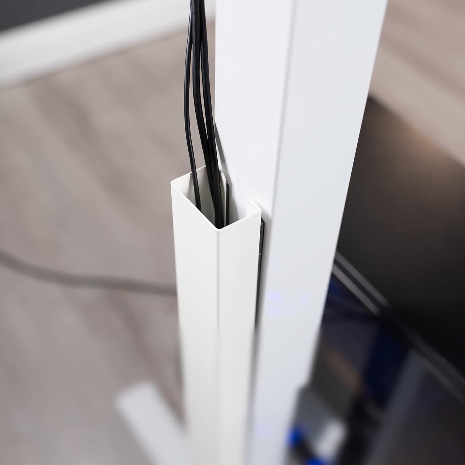 image:imageVIVO Steel Magnetic 14 inch Cable Management Channel for Under Desk Leg No Drill Cord Organizer for Home Office Black DESKAC011MBWhite