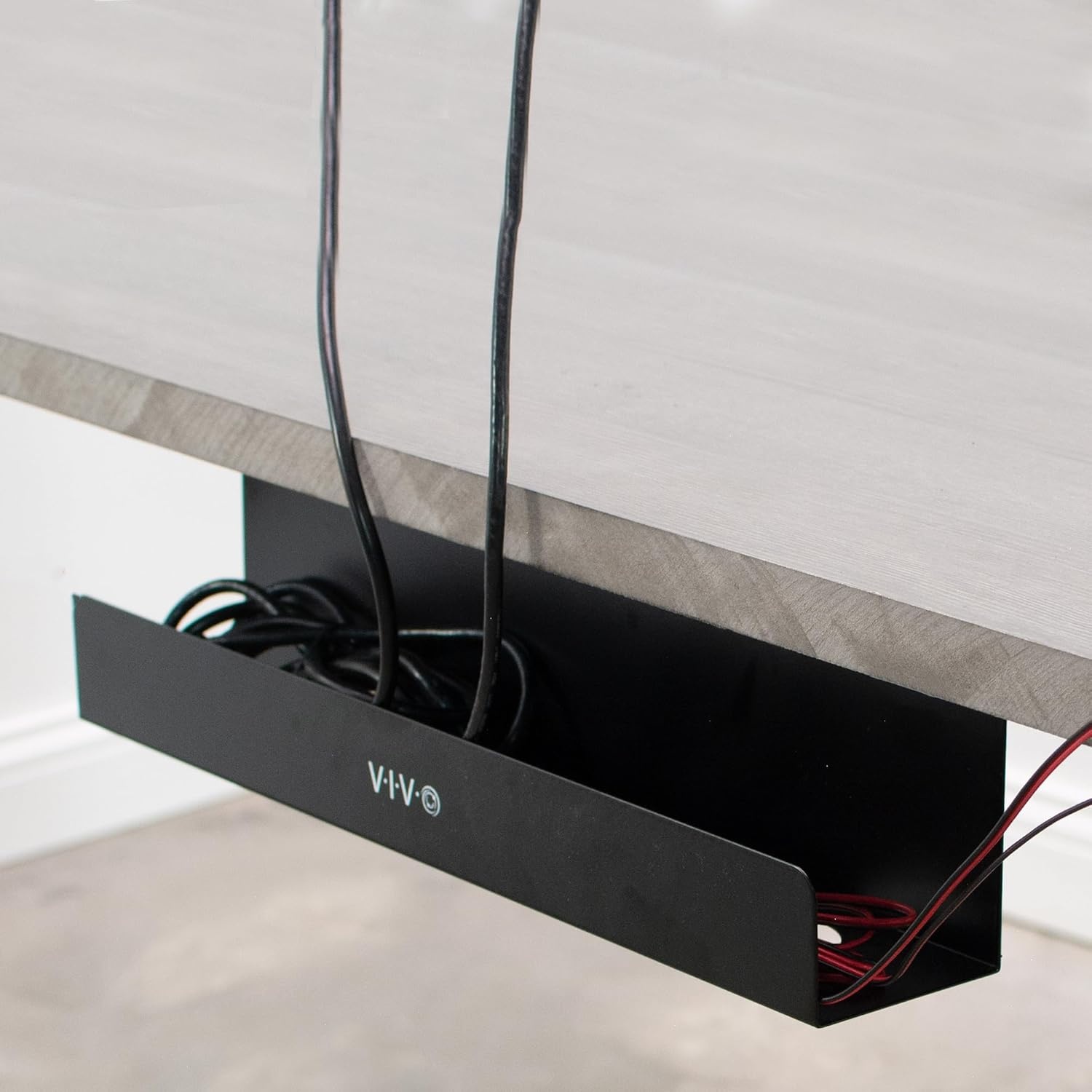 image:imageVIVO Under Desk 17 inch Cable Management Tray Power Strip Holder Cord Organizer Wire Tamer for Office and Home Black DESKAC061CBlack