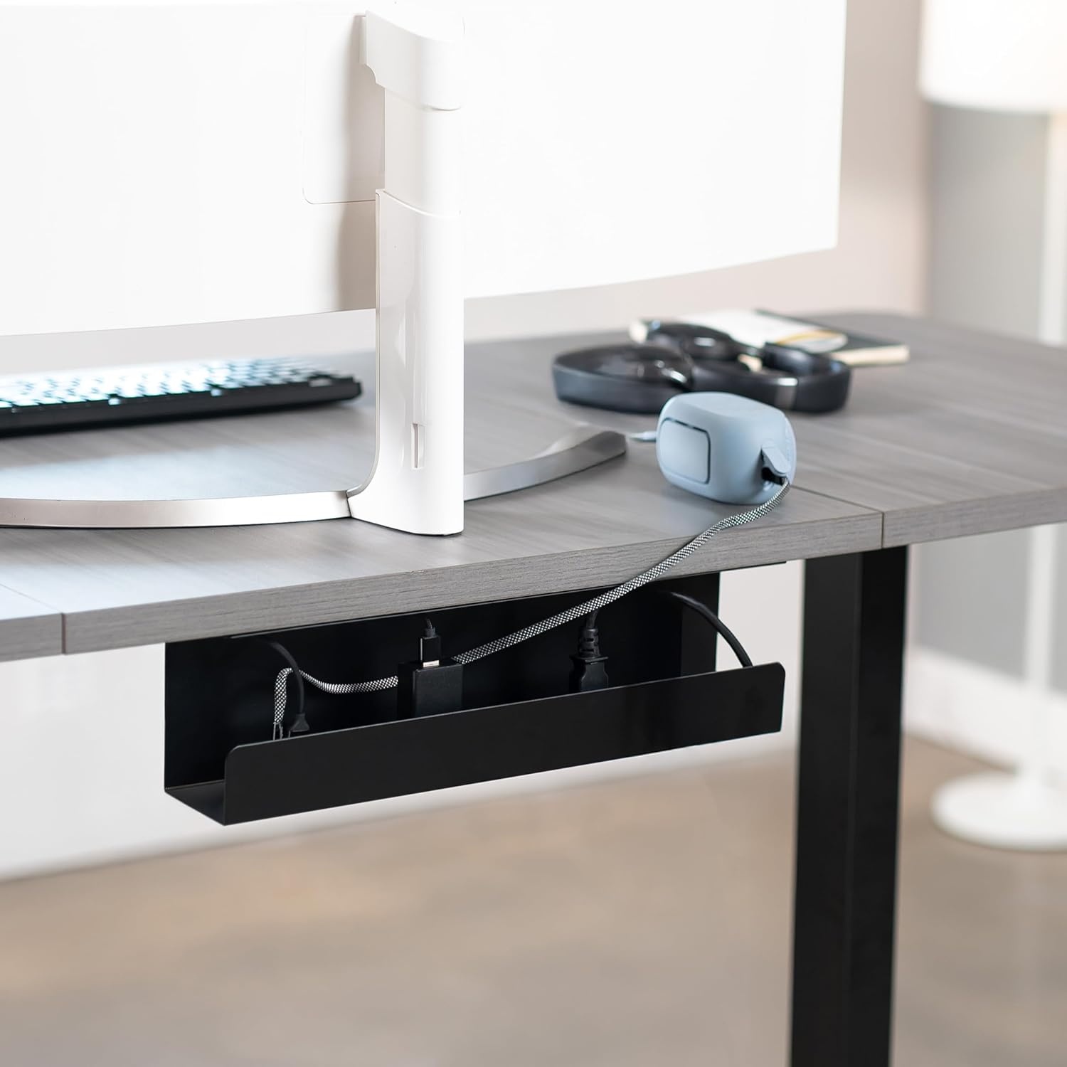 image:imageVIVO Under Desk 17 inch Cable Management Tray Power Strip Holder Cord Organizer Wire Tamer for Office and Home Black DESKAC061CBlack