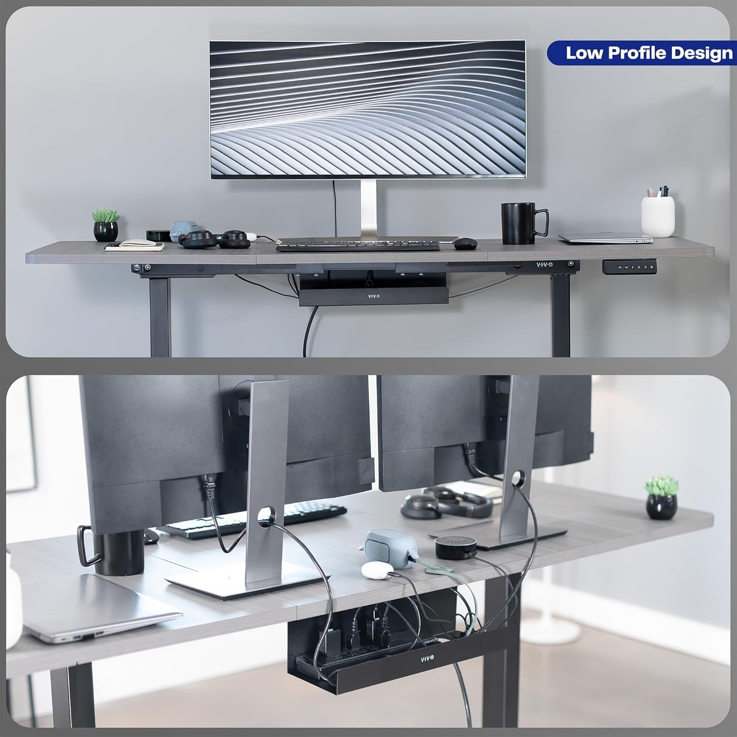 image:imageVIVO Under Desk 17 inch Cable Management Tray Power Strip Holder Cord Organizer Wire Tamer for Office and Home Black DESKAC061CBlack