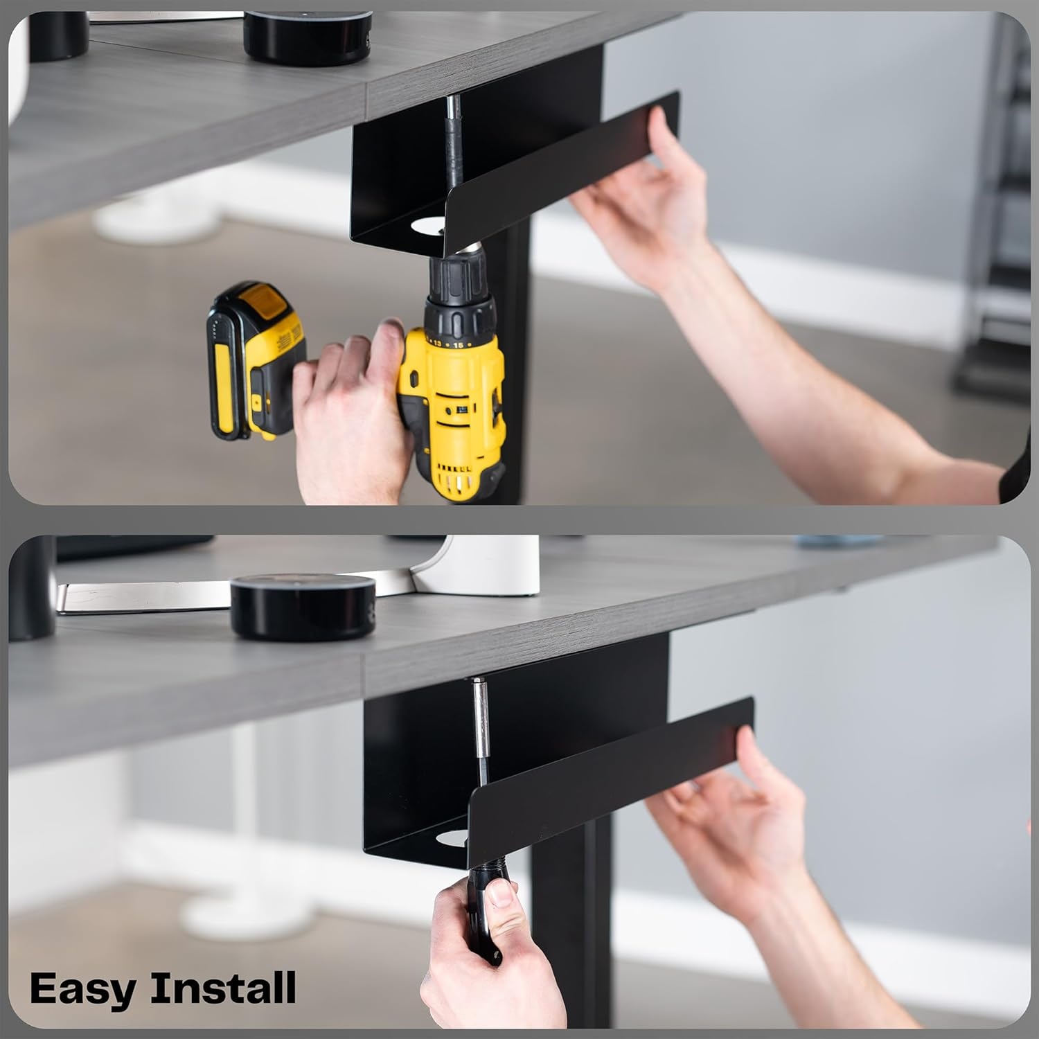 image:imageVIVO Under Desk 17 inch Cable Management Tray Power Strip Holder Cord Organizer Wire Tamer for Office and Home Black DESKAC061CBlack