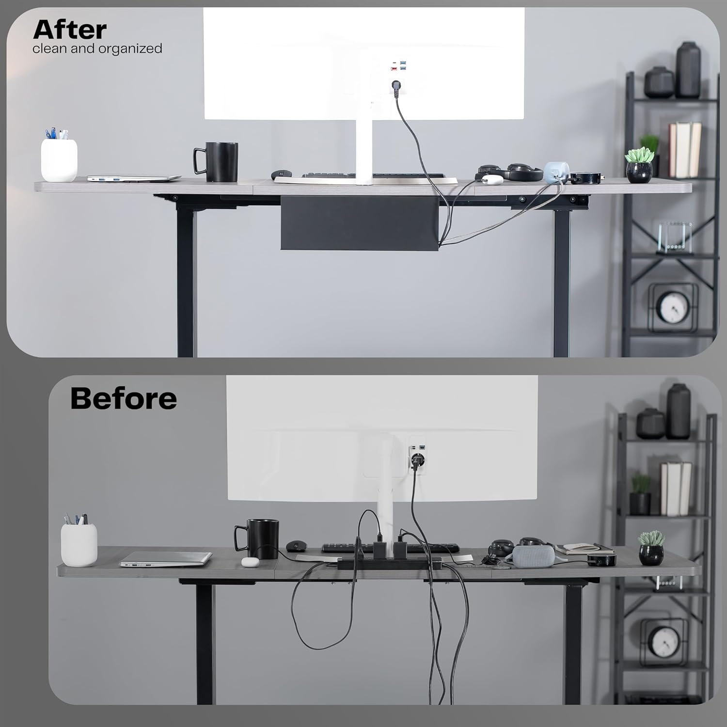 image:imageVIVO Under Desk 17 inch Cable Management Tray Power Strip Holder Cord Organizer Wire Tamer for Office and Home Black DESKAC061CBlack